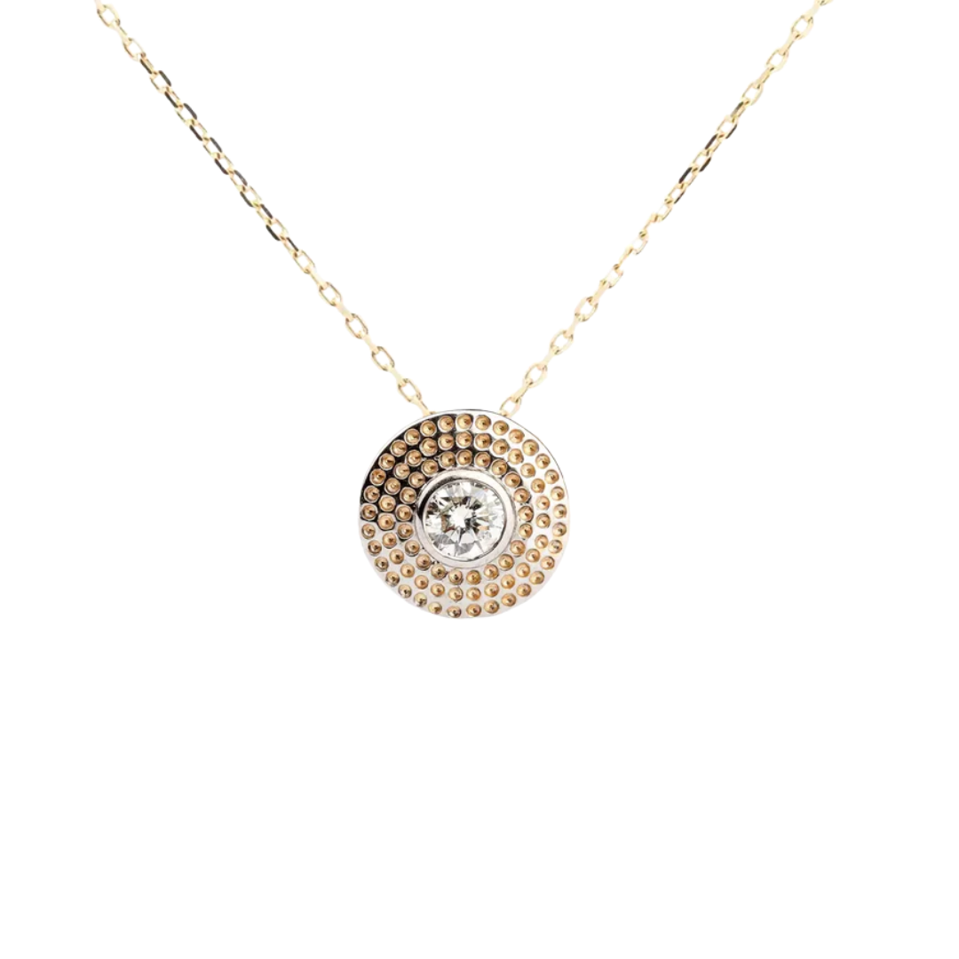Geometric Gold Necklace with Diamond - Round Minimal