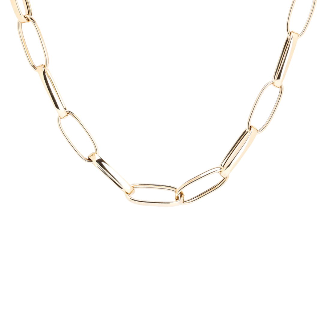 Gold chain necklace with large links
