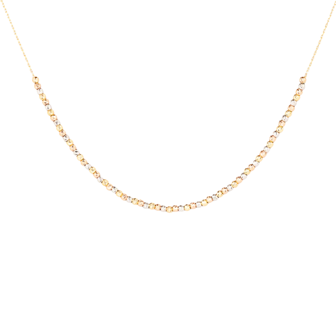 Gold chain necklace with gold beads