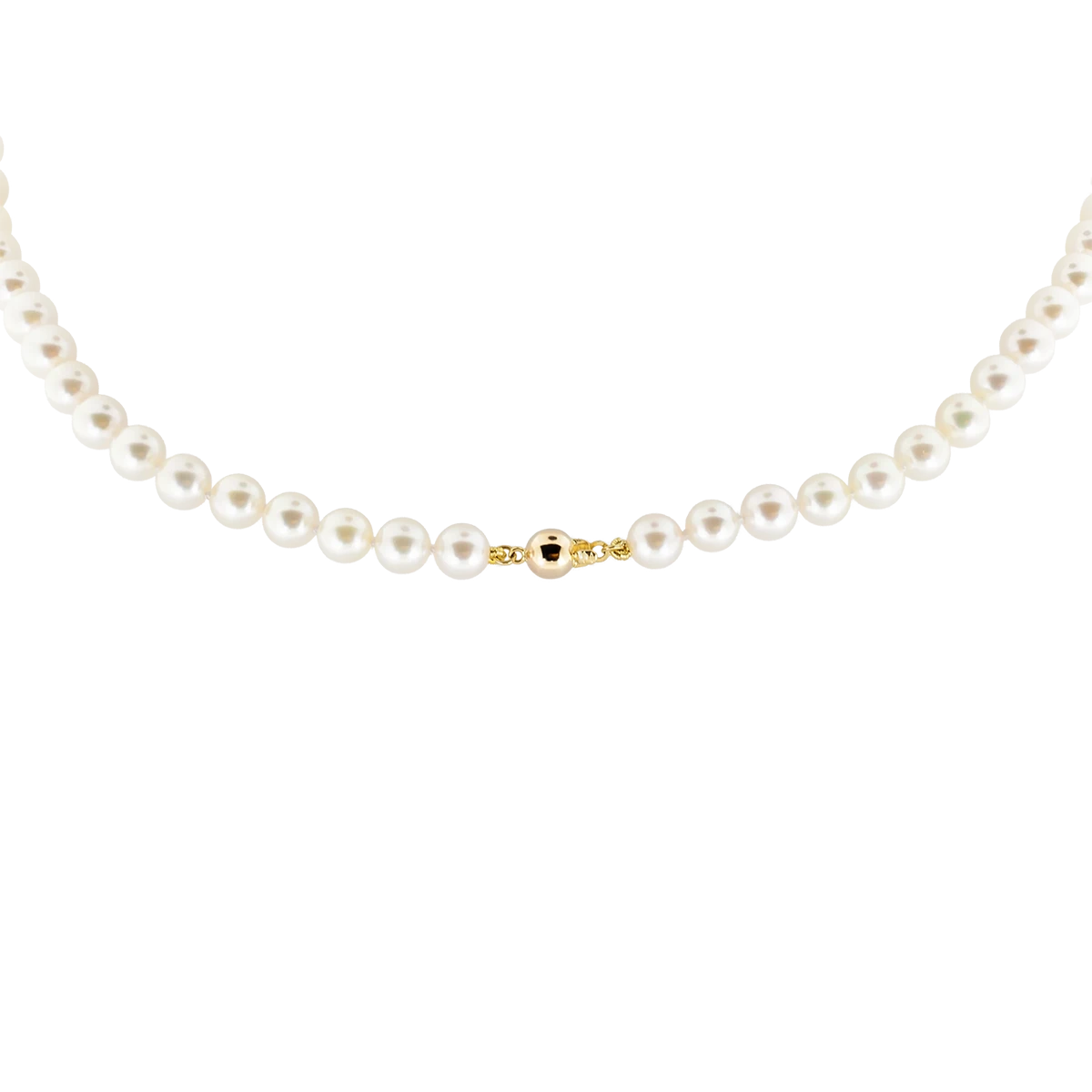 Złoty naszyjnik z białych pereł ze złotym zapięciem