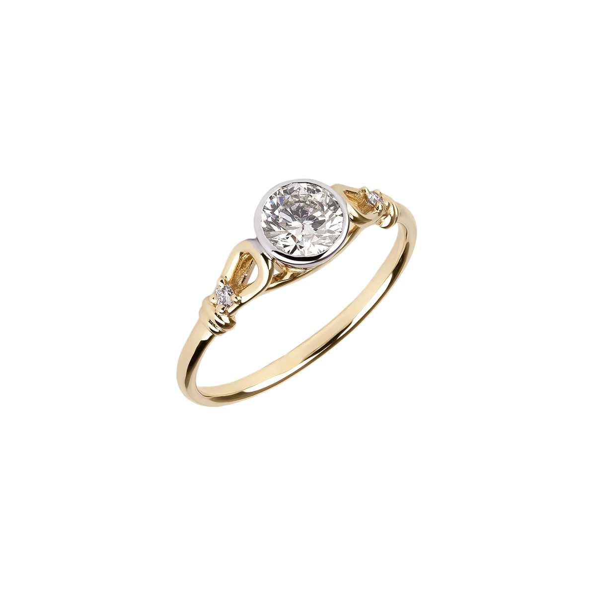 Złoty pierścionek Retro z brylantem 0.60 ct