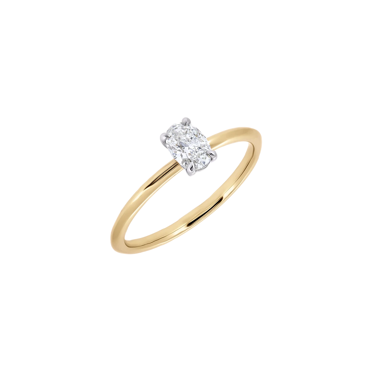 Simple Fantasy Gold Ring with Oval Cut Diamond