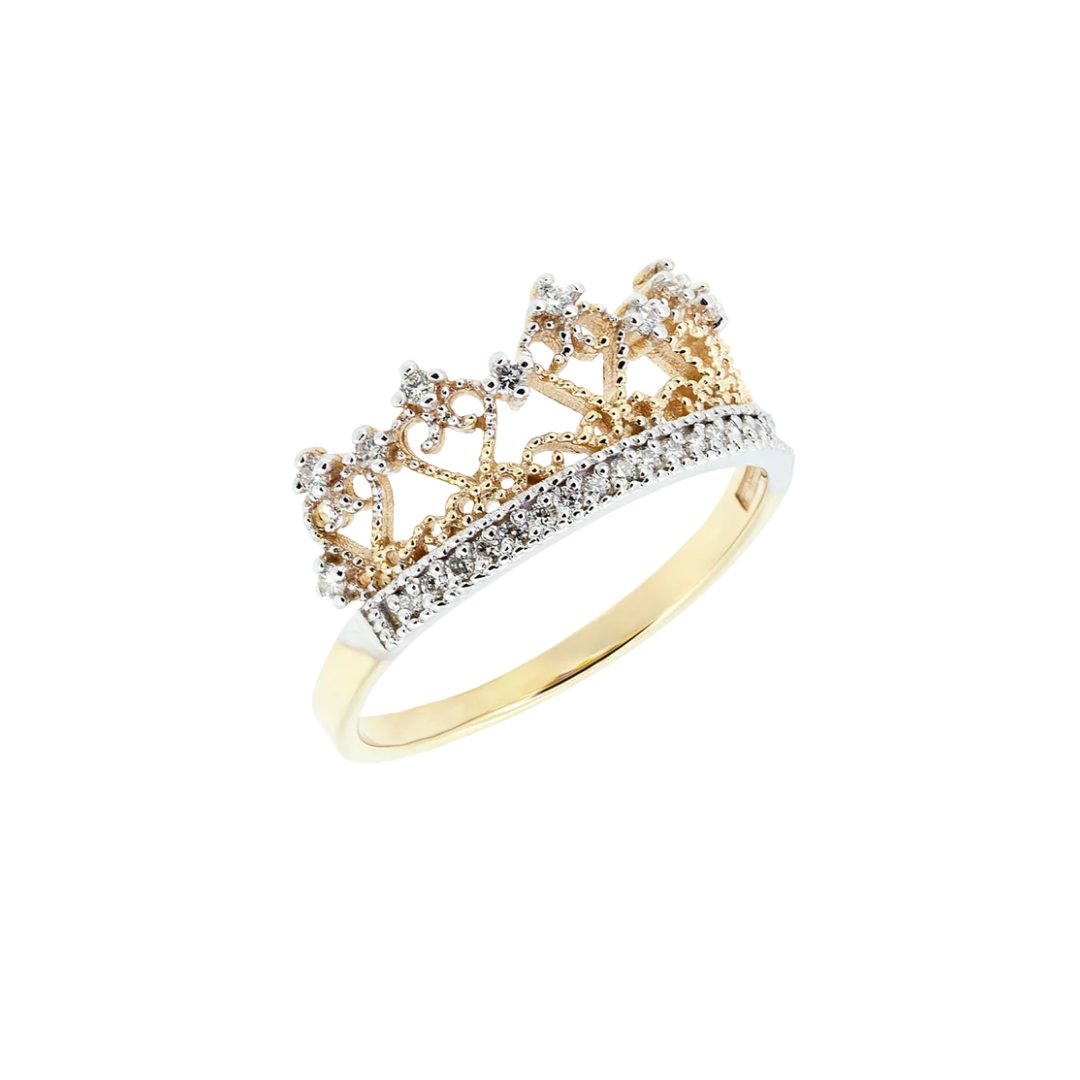 The Crown III gold ring with diamonds