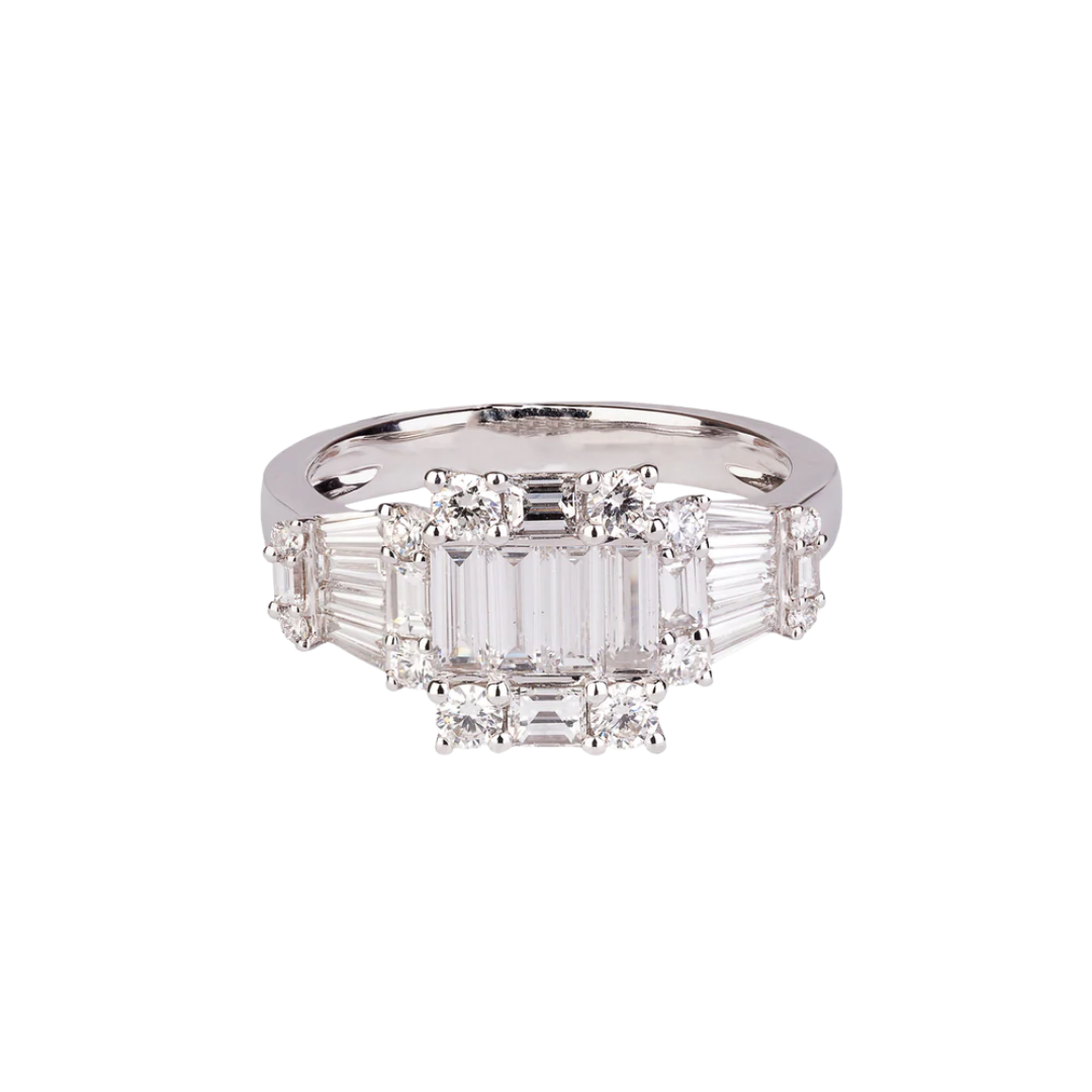 Baguette Celeste Diamond Gold Cocktail Ring