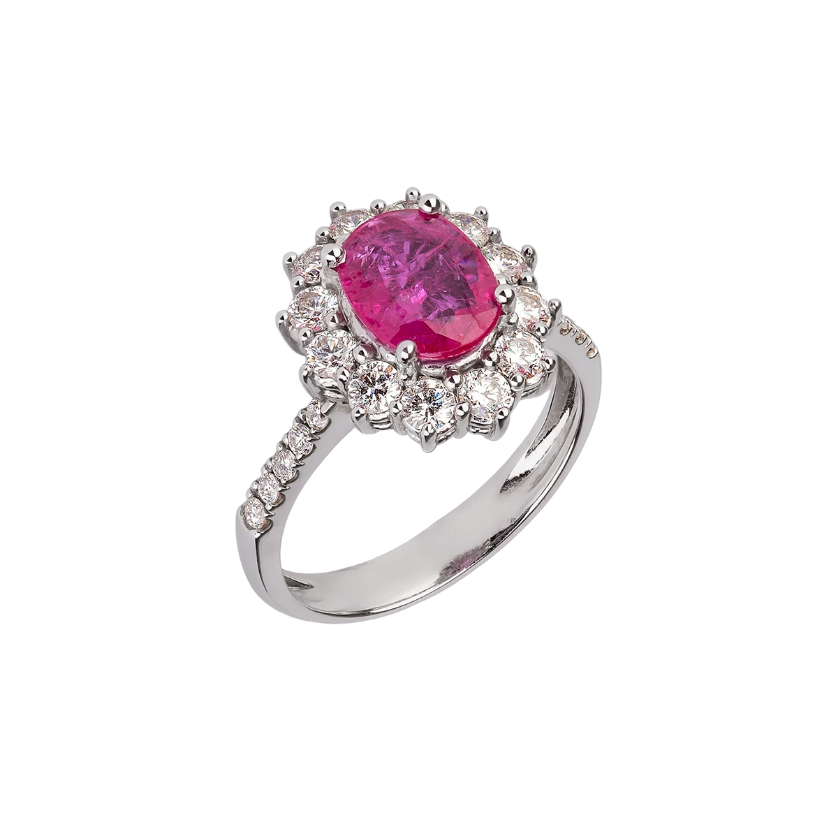 Ruby 1.46 ct and diamond 1 ct gold cocktail ring