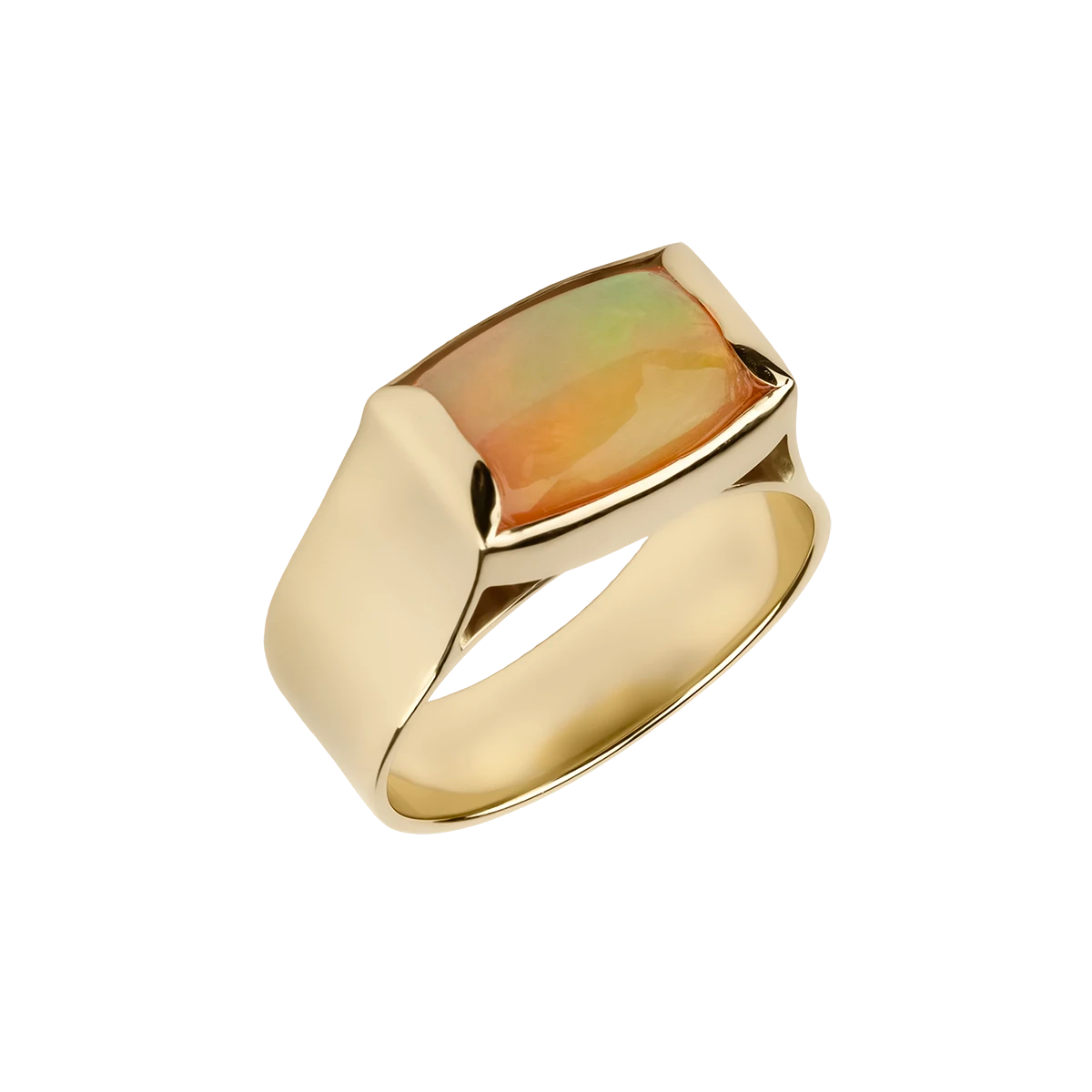 Gold signet ring with Ethiopian opal