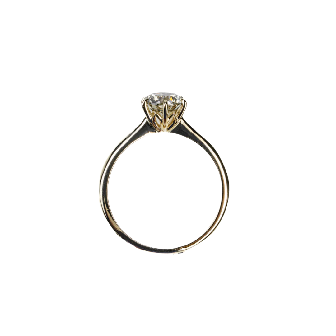Gold engagement ring with a 1 ct Salt & Pepper diamond