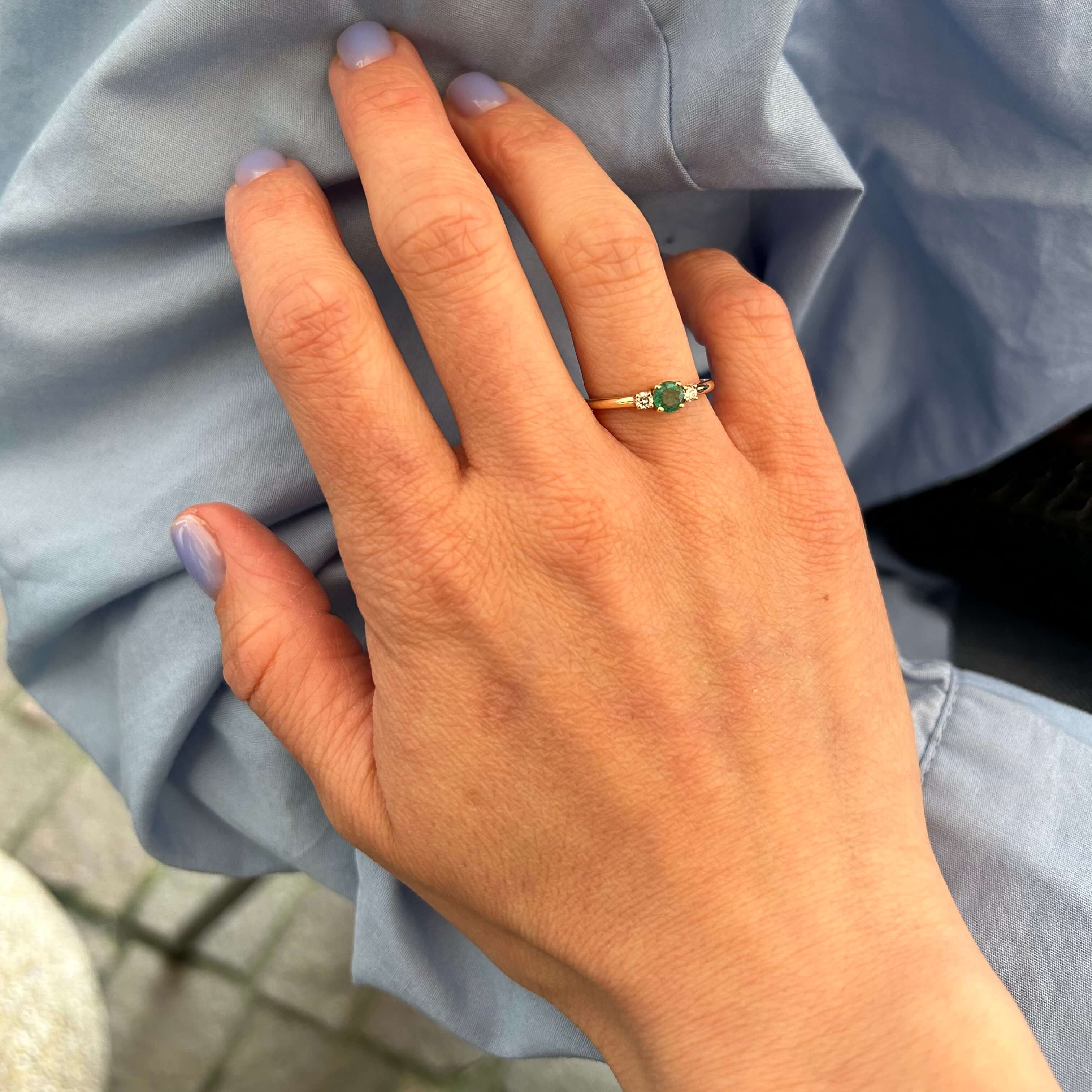 Gold three-stone engagement ring - Trinity