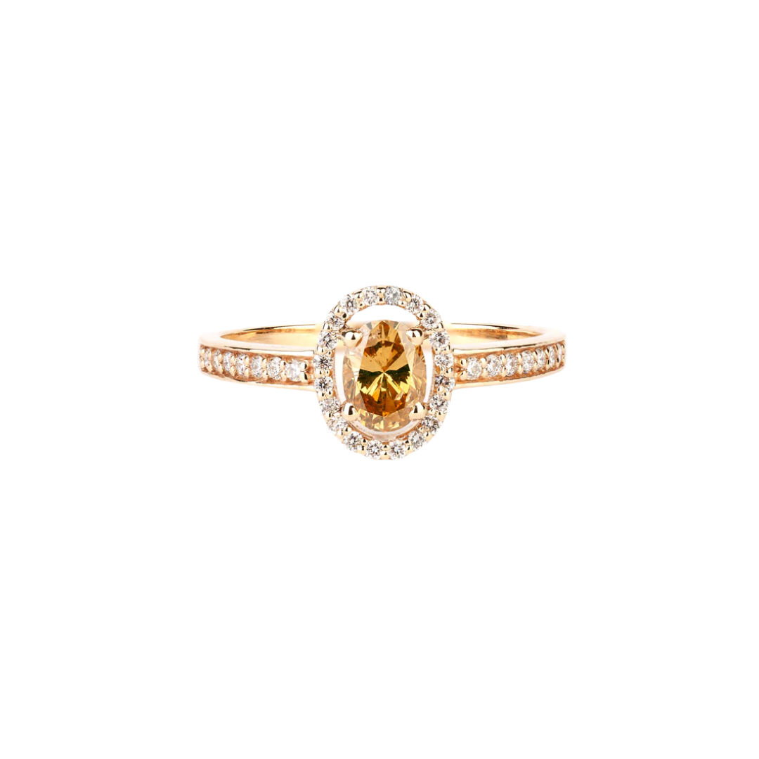 Gold ring with diamonds and cubic zirconia