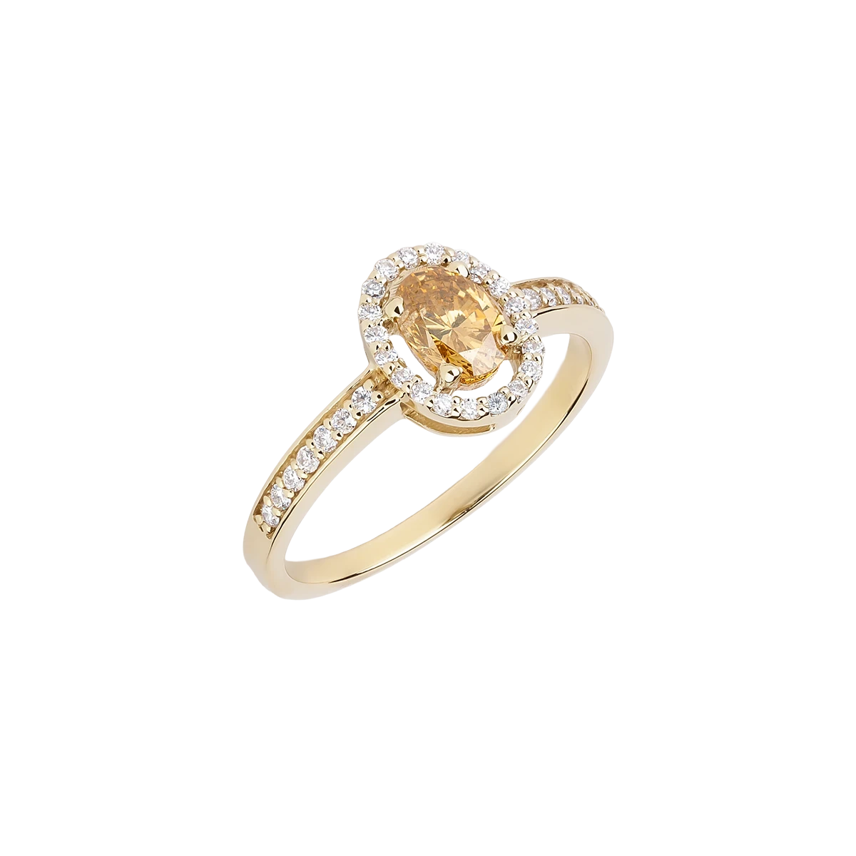 Gold ring with diamonds and cubic zirconia