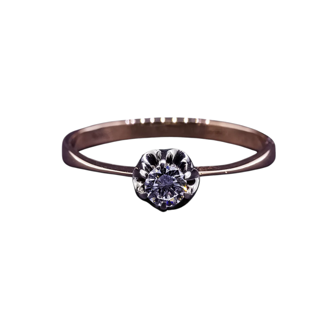 Gold ring with diamond, USSR Kyiv 1971