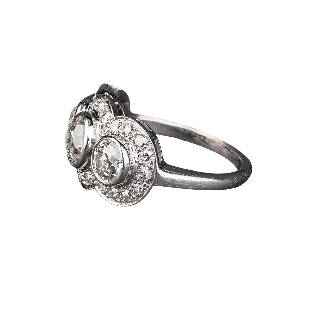 Art Deco gold ring with diamonds approx. 2 ct, New York