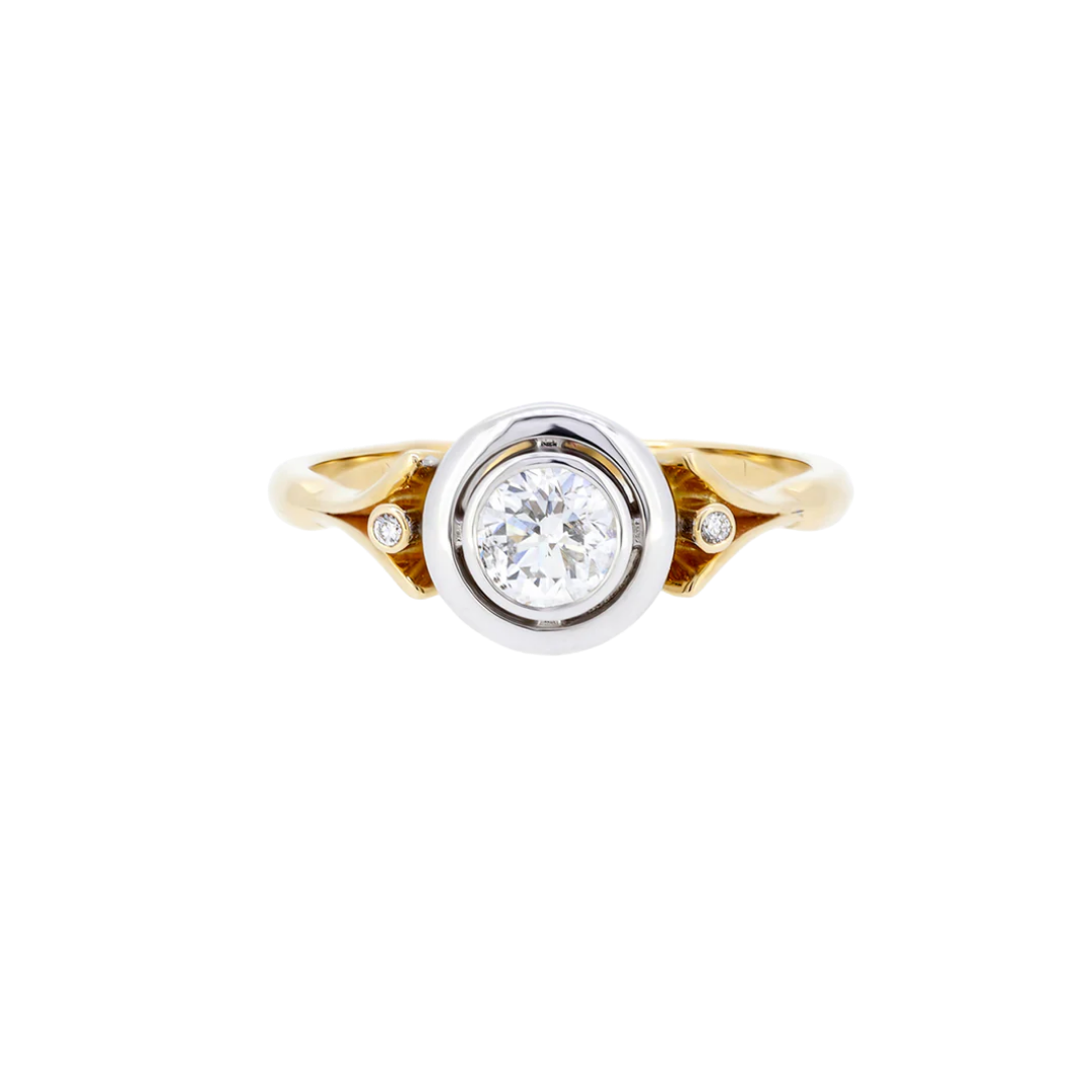 Gold diamond ring in a retro setting