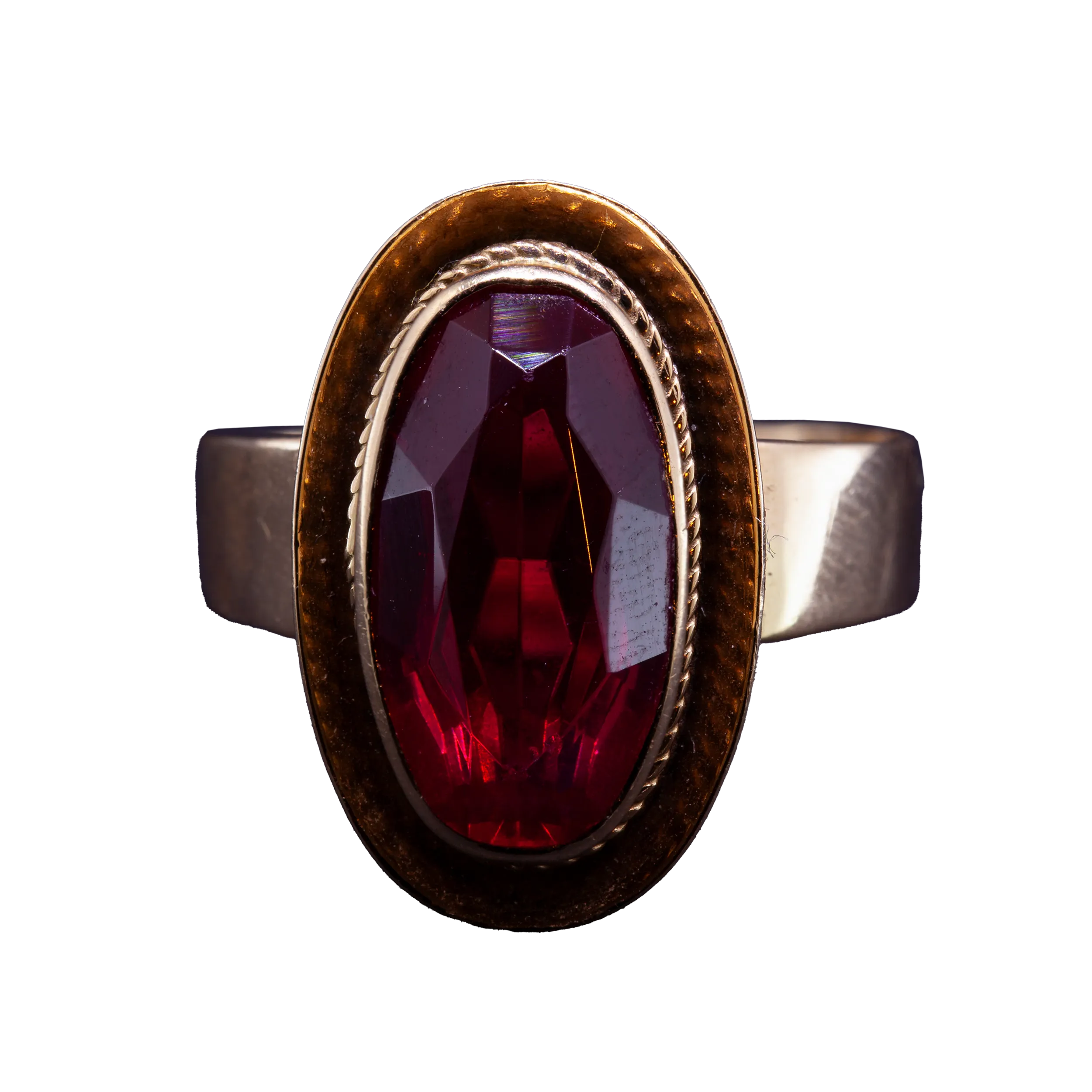 Gold ring with an oval synthetic ruby, USSR