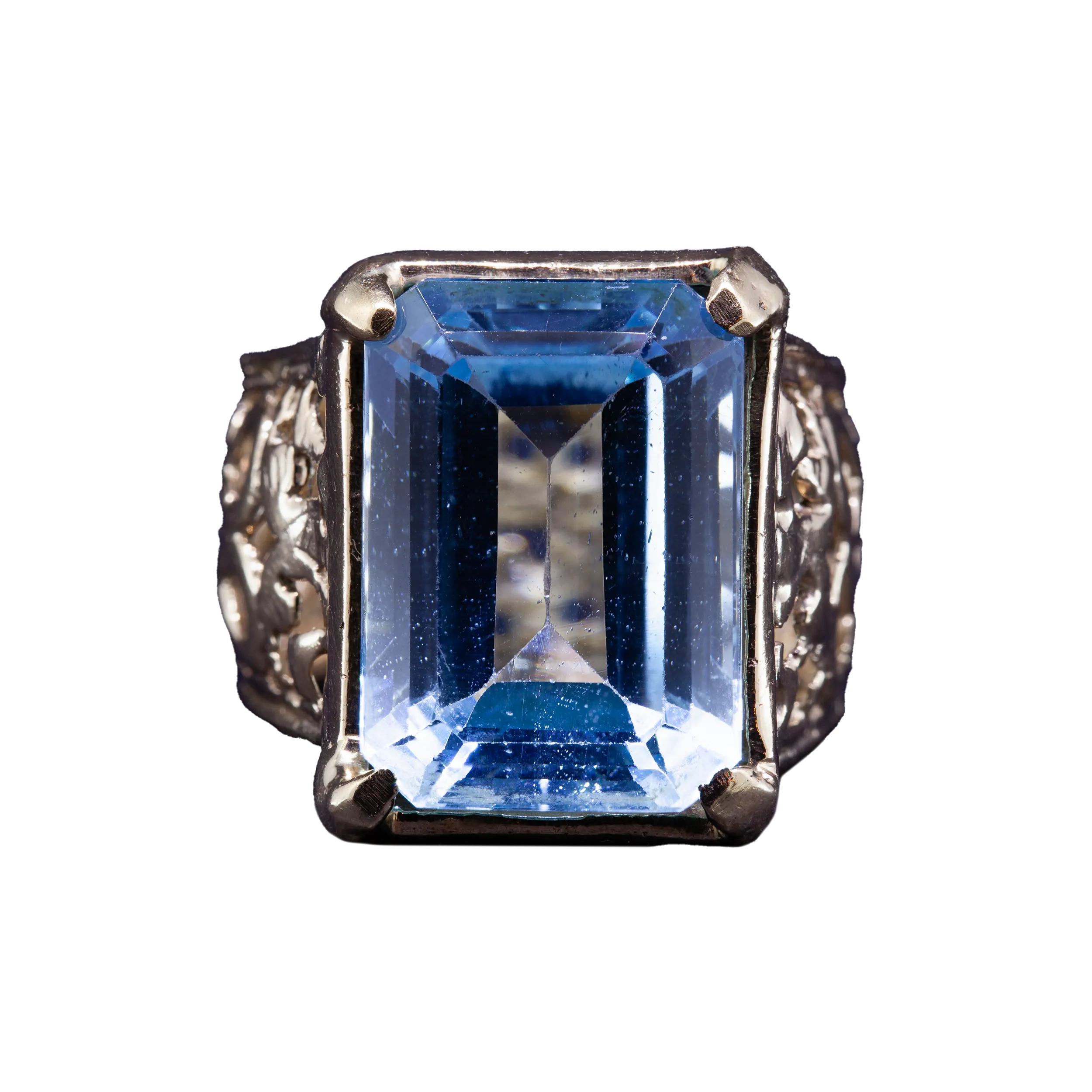 Złoty pierścionek z topazem Sky Blue, Vintage