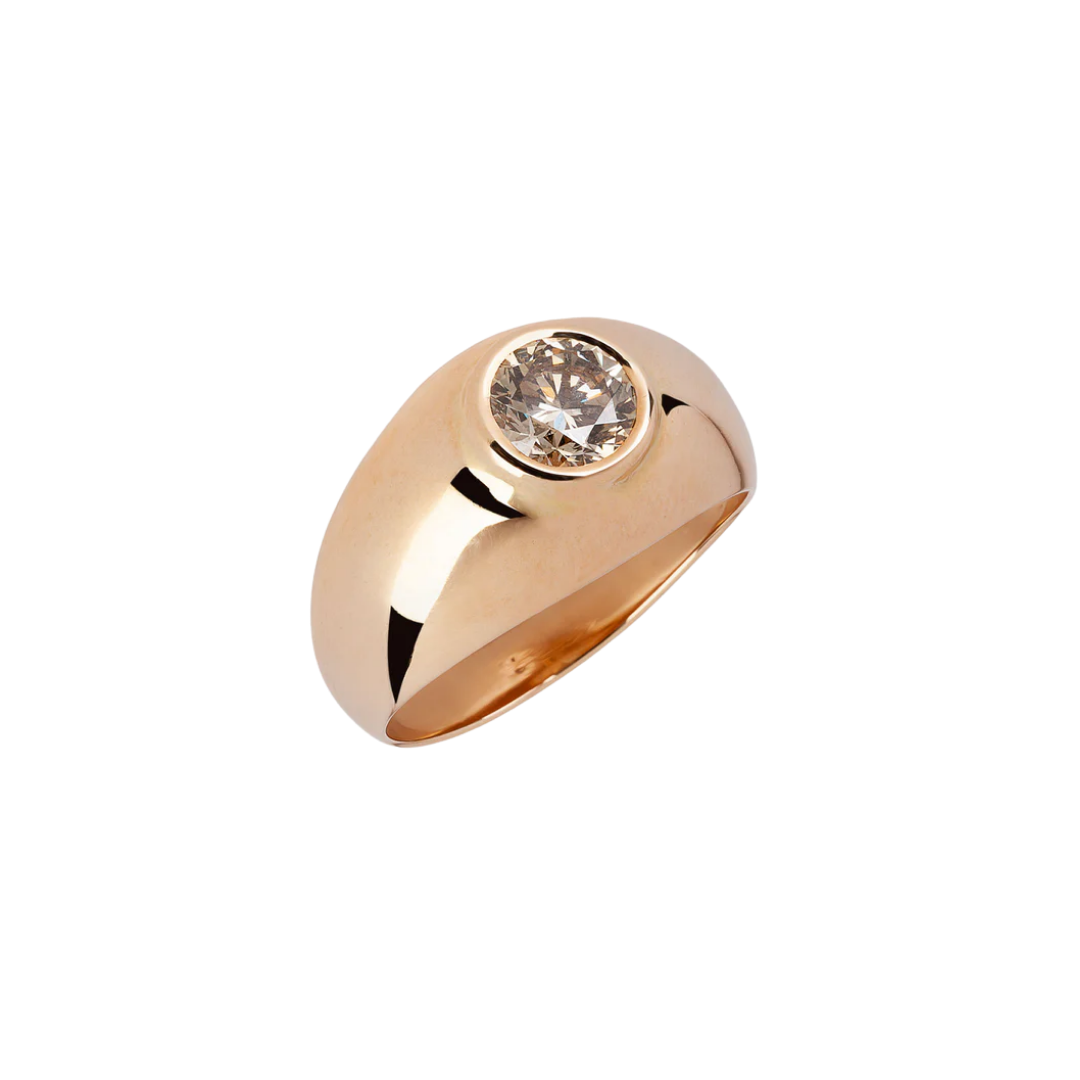 Gold Bubble Ring with 1 ct Brownish Yellow Diamond