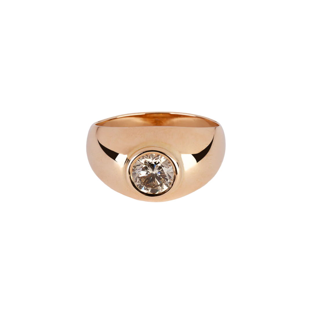 Gold Bubble Ring with 1 ct Brownish Yellow Diamond
