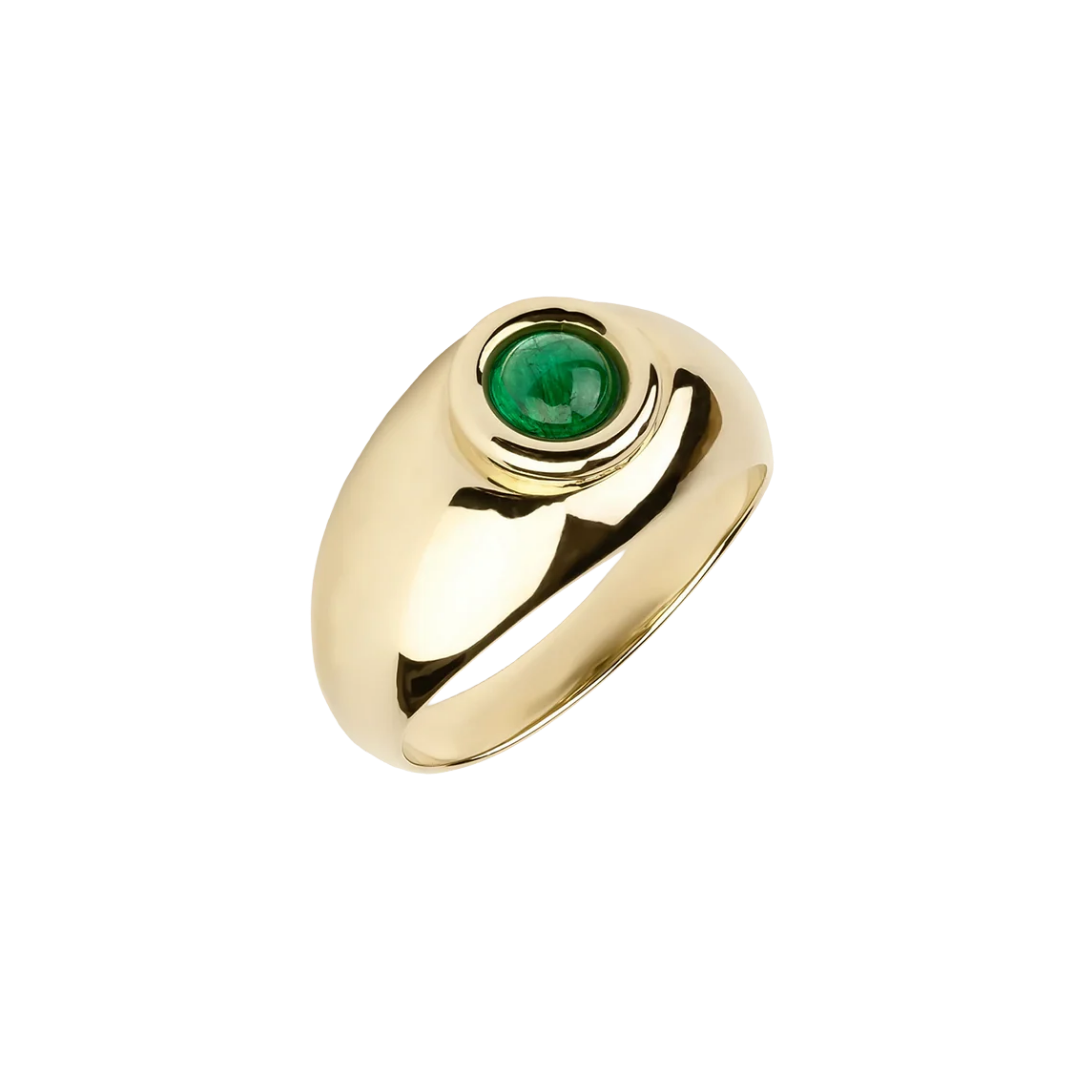 Gold Bubble Ring with emerald