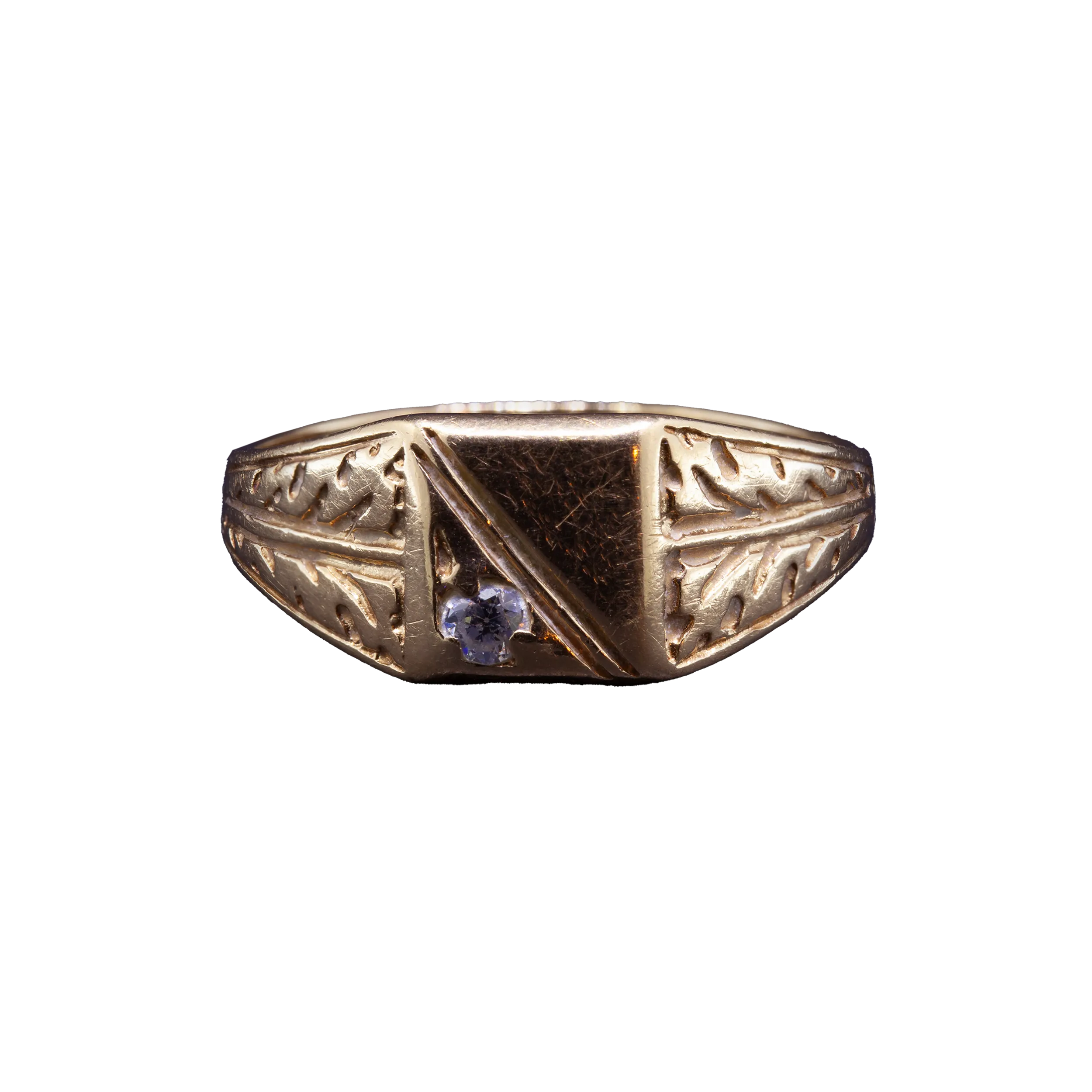 Złoty sygnet z kryształem z lat 30-50 XX w., PL