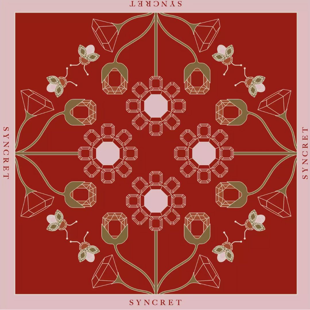 Apaszka jedwabna Syncret 2 Red & Pink