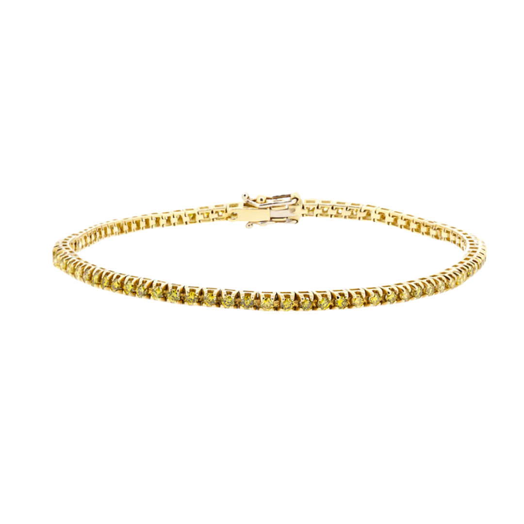 Złota bransoleta tenisowa z diamentami