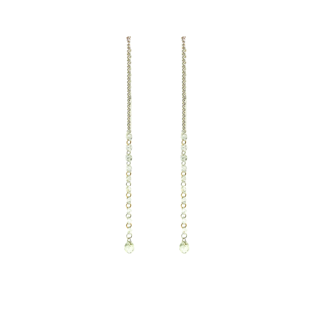 Gold dangling diamond earrings