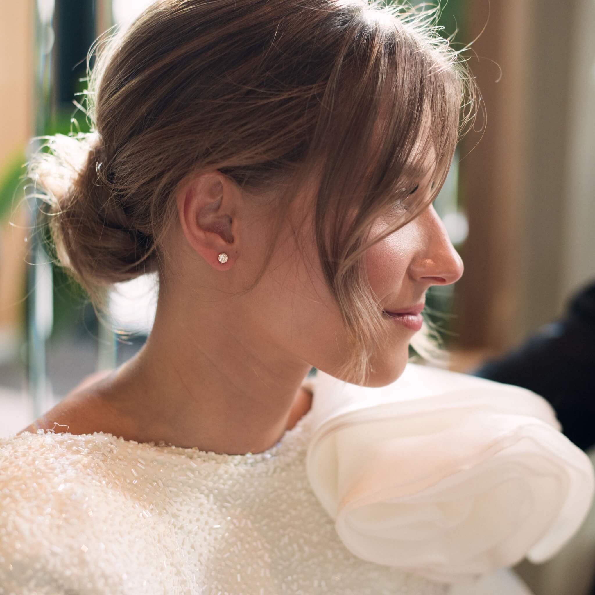 Gold Syncret Classy Earrings with 1 ct Diamonds