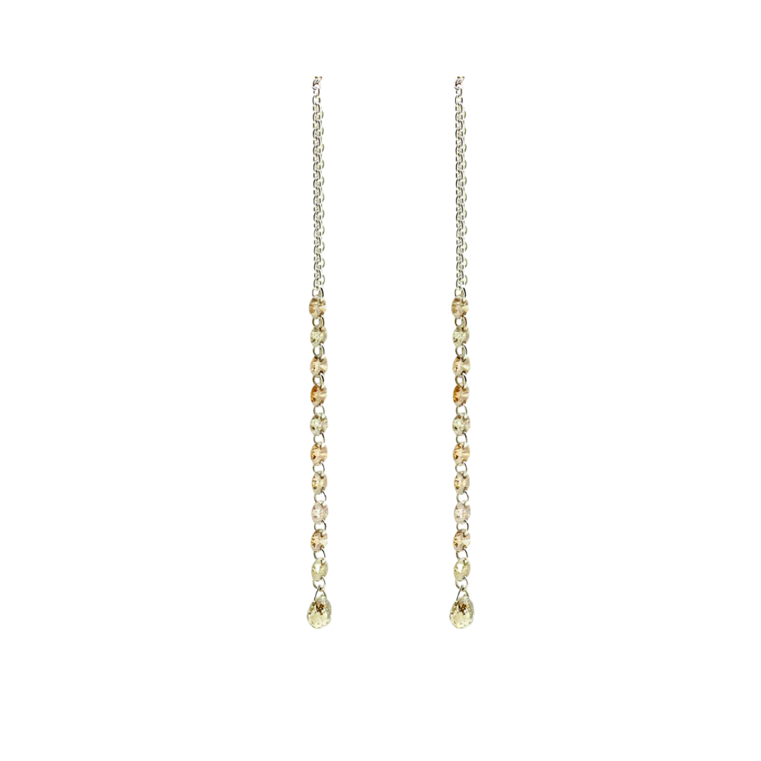 Gold dangling diamond earrings