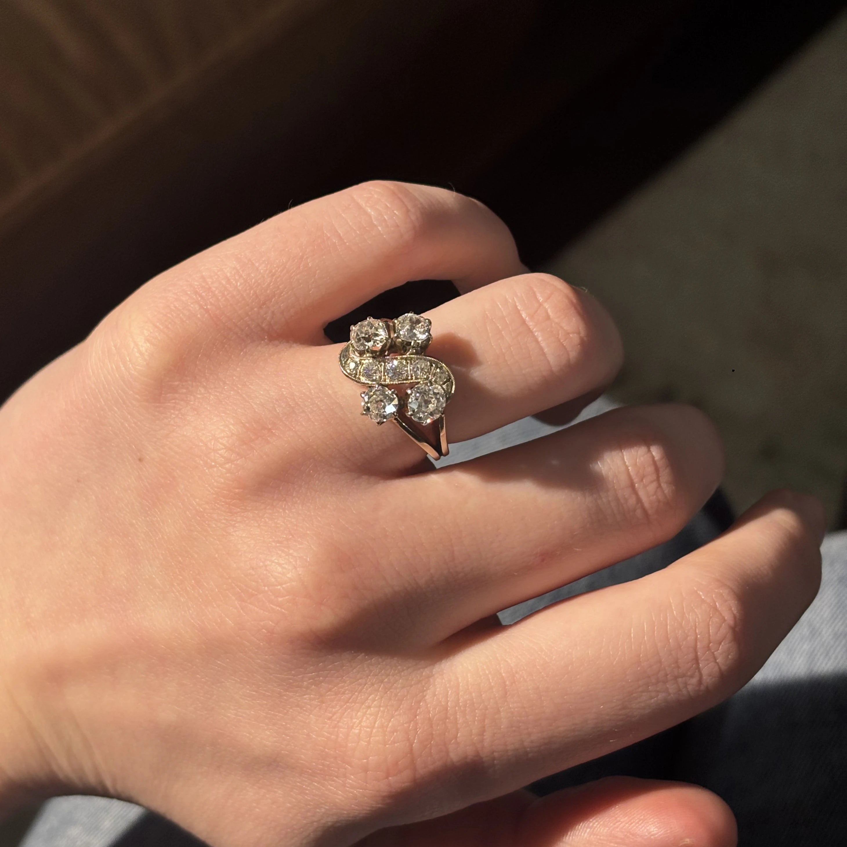 Gold ring with old cut diamonds, Vienna, mid-20th century.