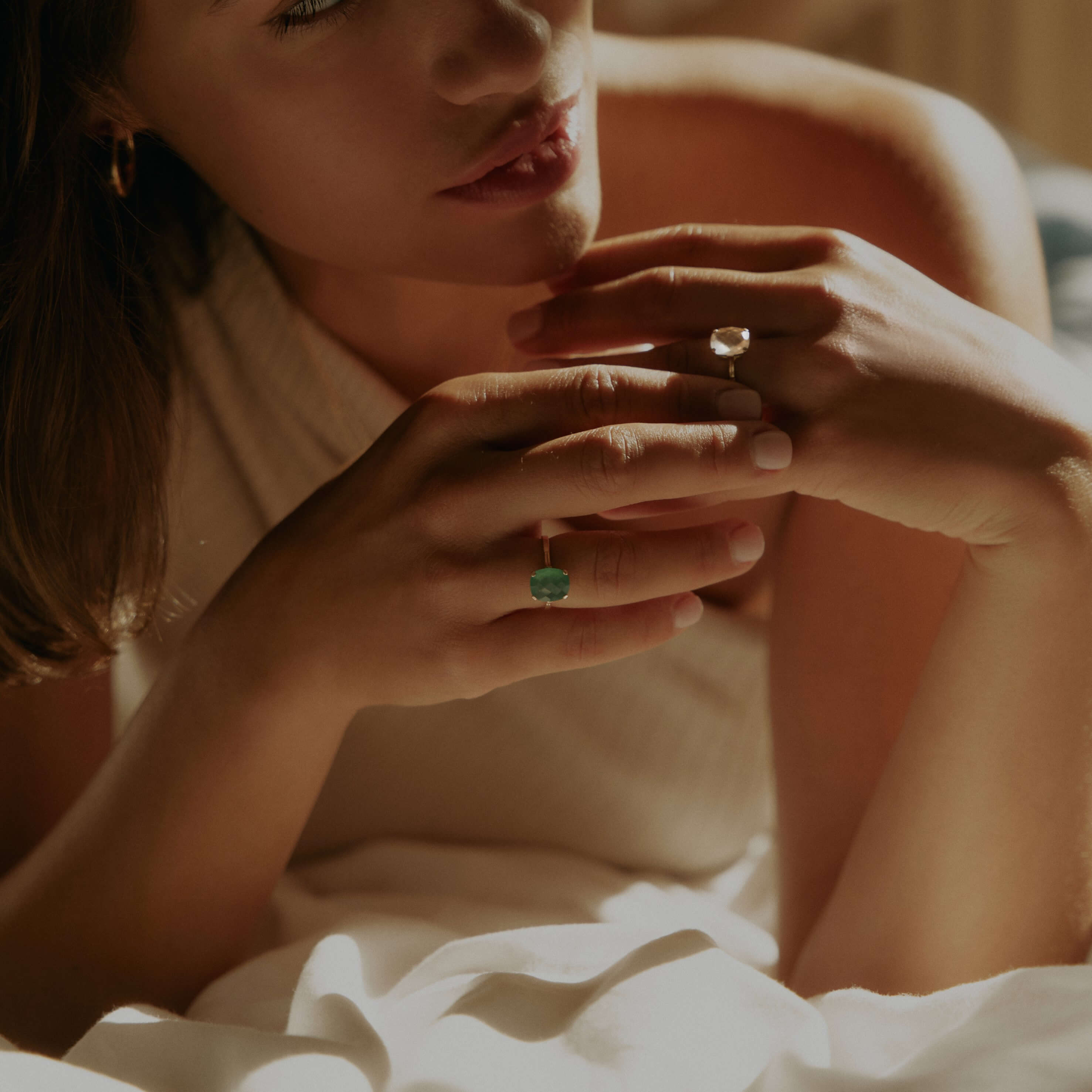 Złoty pierścionek Dolce Vita Mini z kwarcem różowym