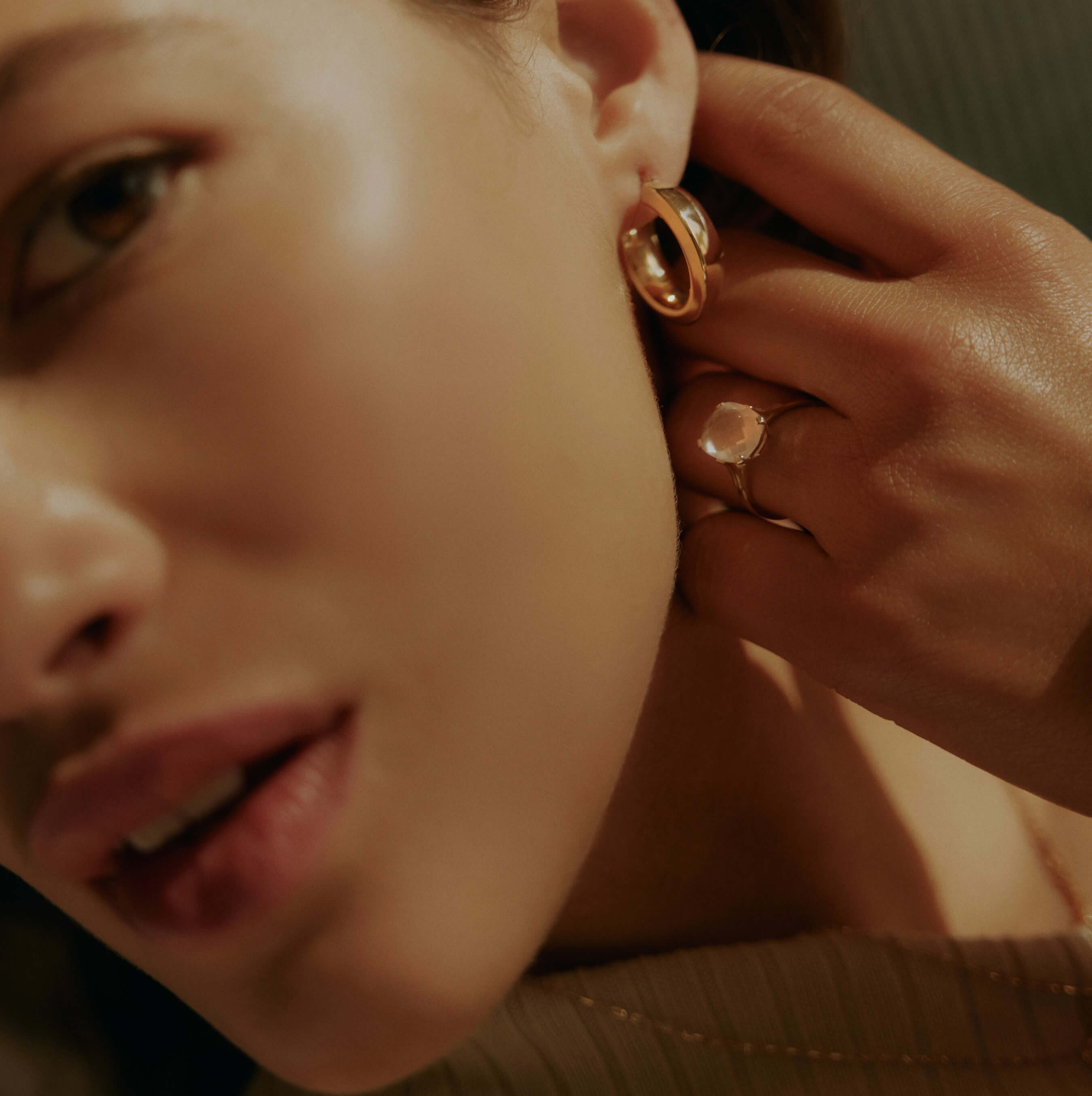 Dolce Vita Mini Gold Ring with Rose Quartz