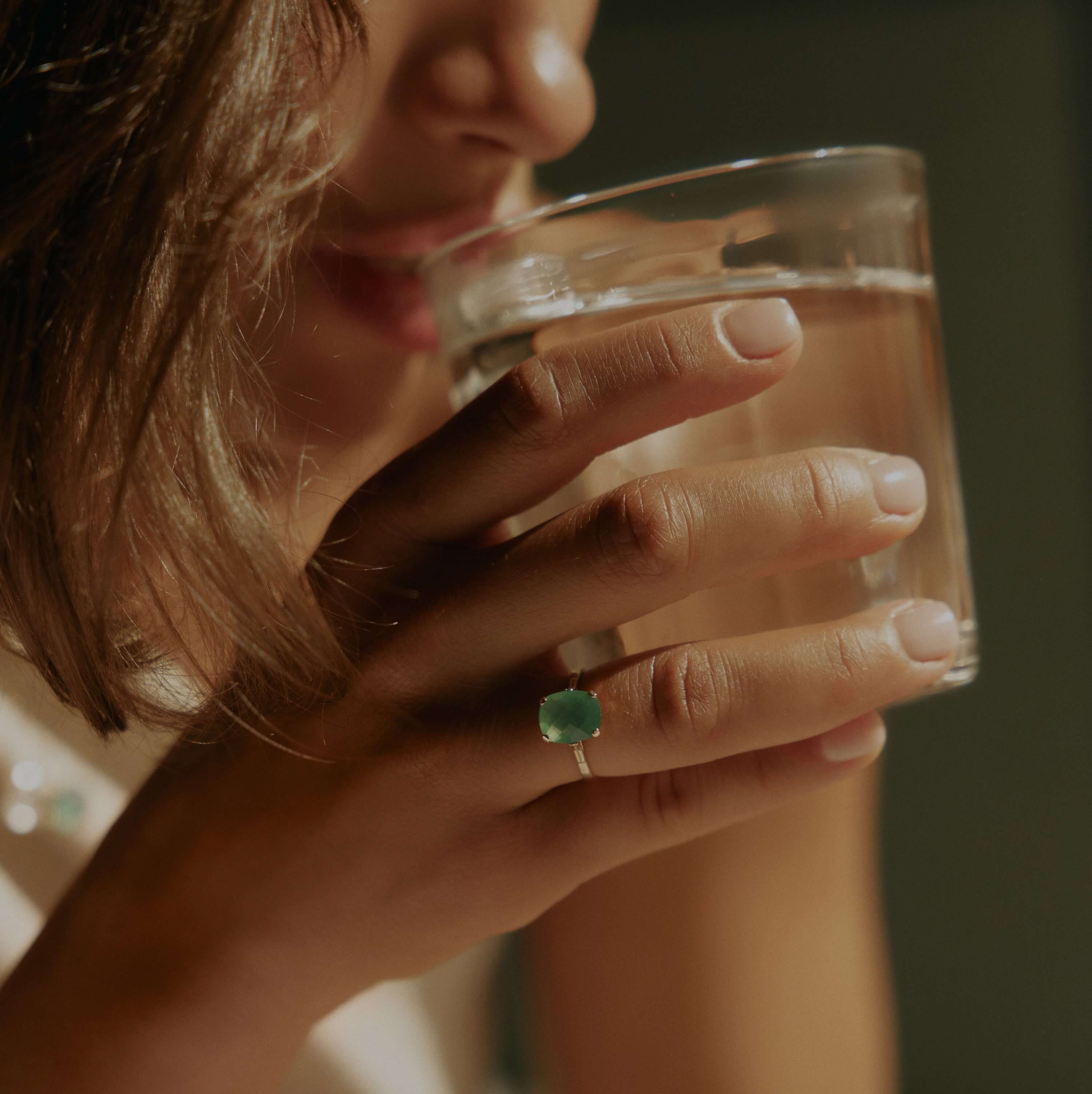 Dolce Vita Mini Gold Ring with Green Onyx