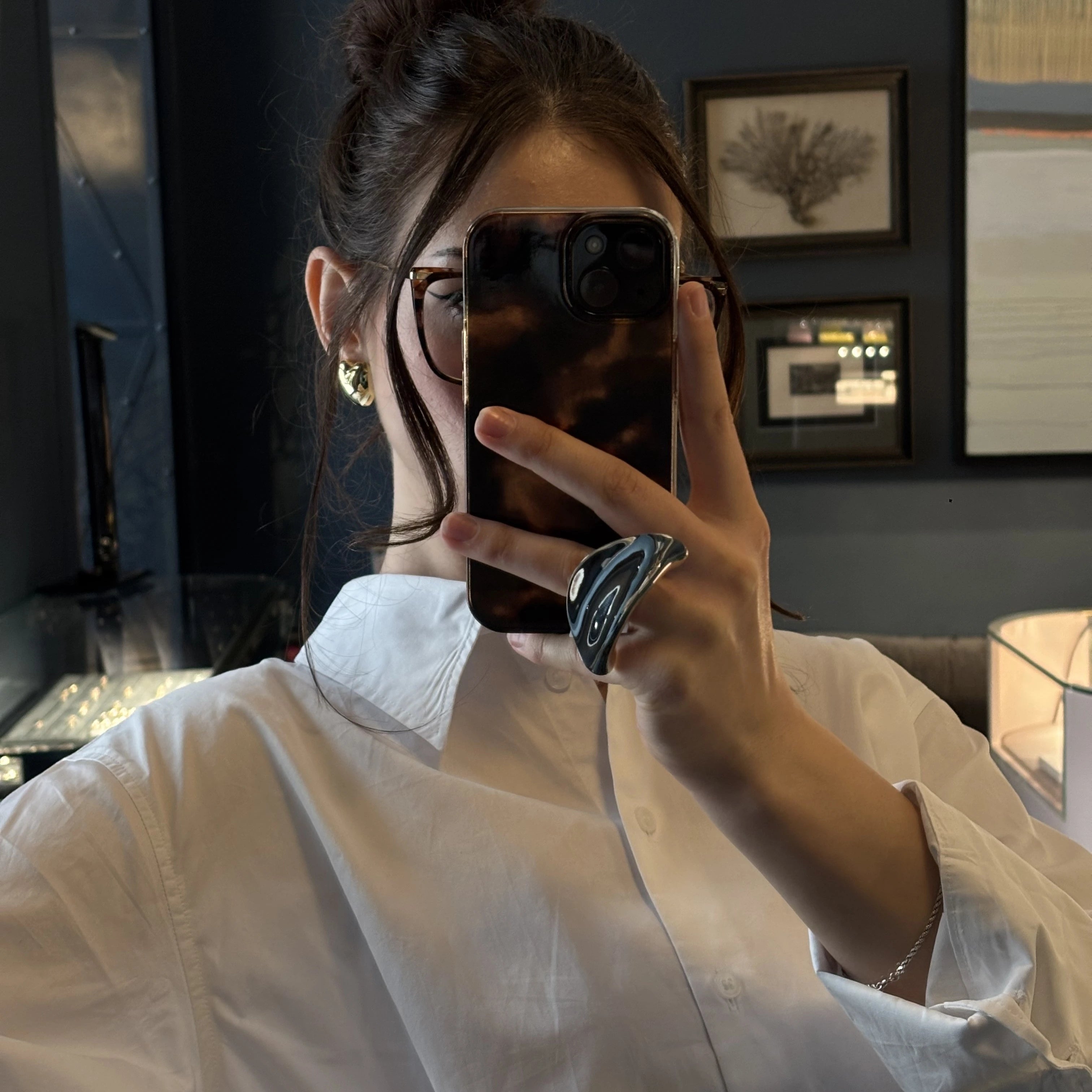 SILVER ring with a wide and irregular shape