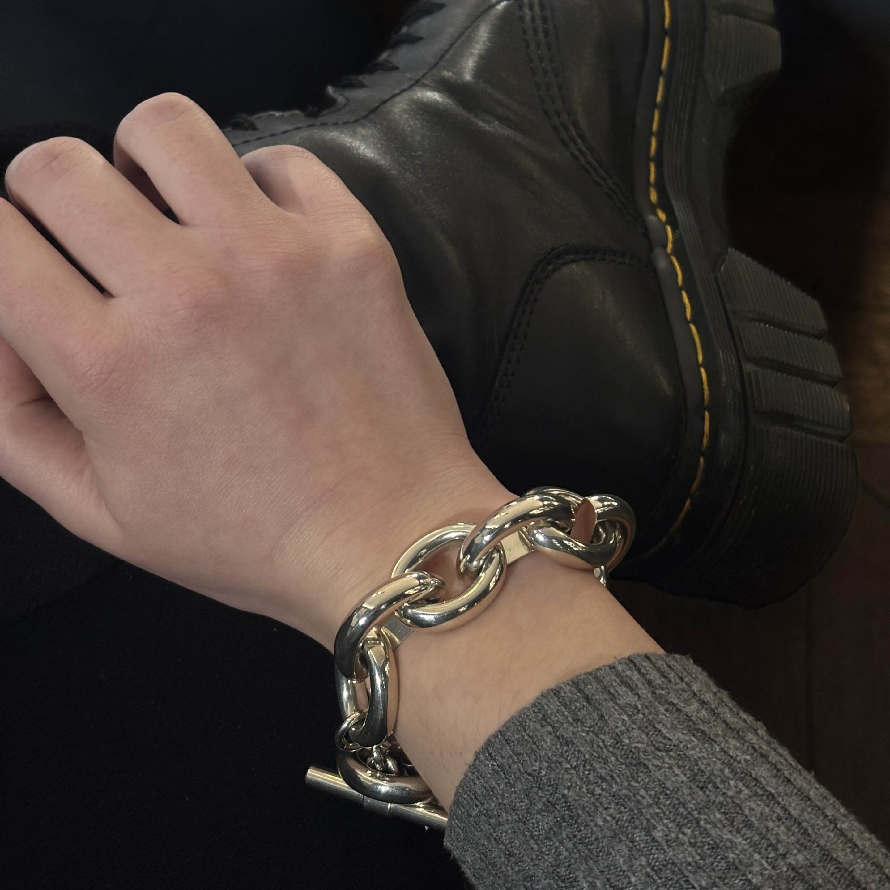 SILVER chain bracelet with wide links