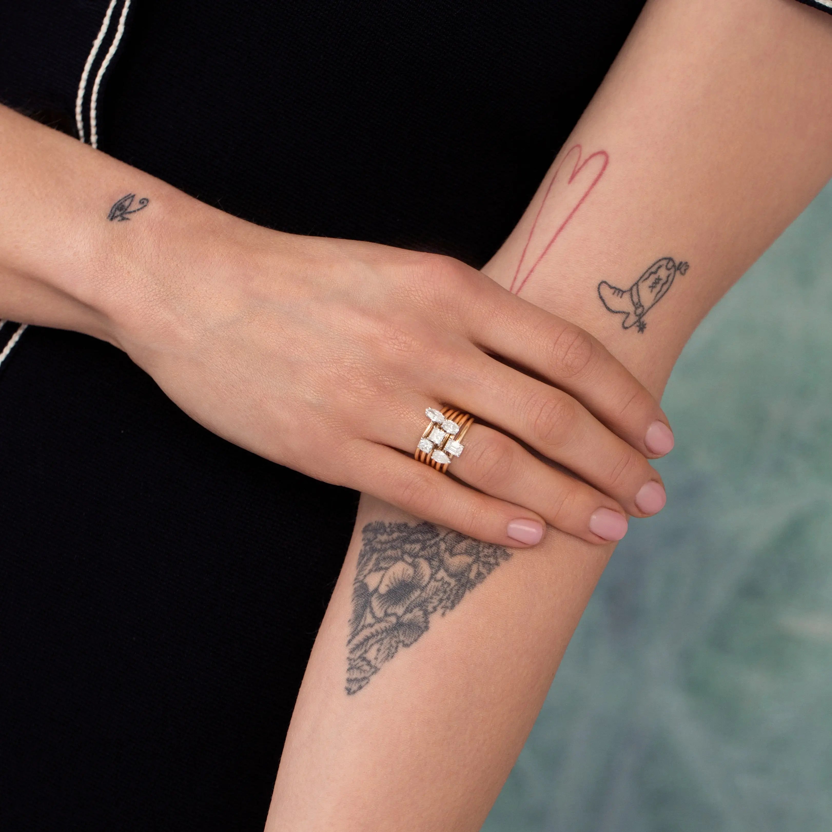 Simple Fantasy Gold Ring with Cushion Cut Diamond