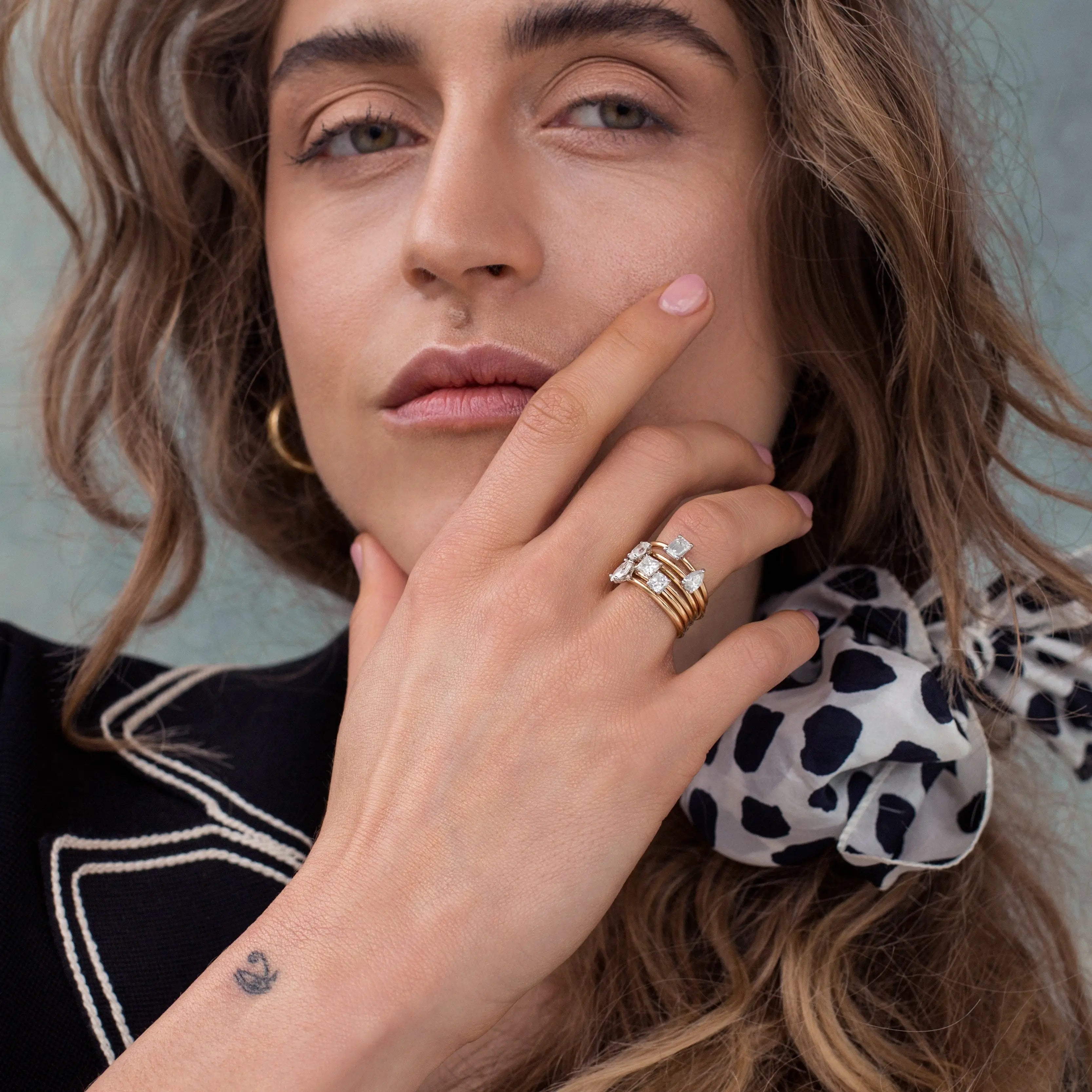 Simple Fantasy Gold Ring with Princess Cut Diamond