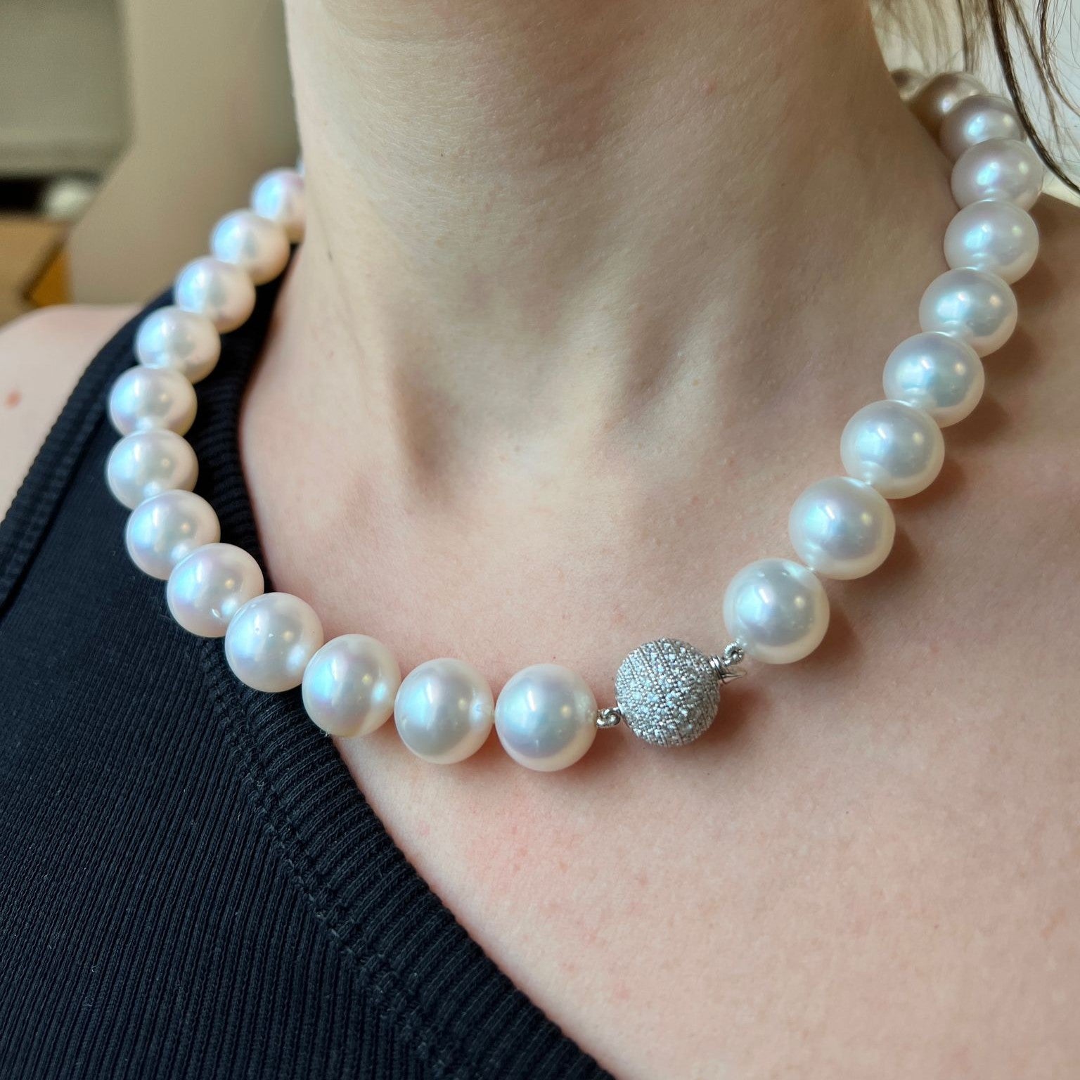 Złoty naszyjnik z perłami z Mórz Południowych South Sea, Vintage