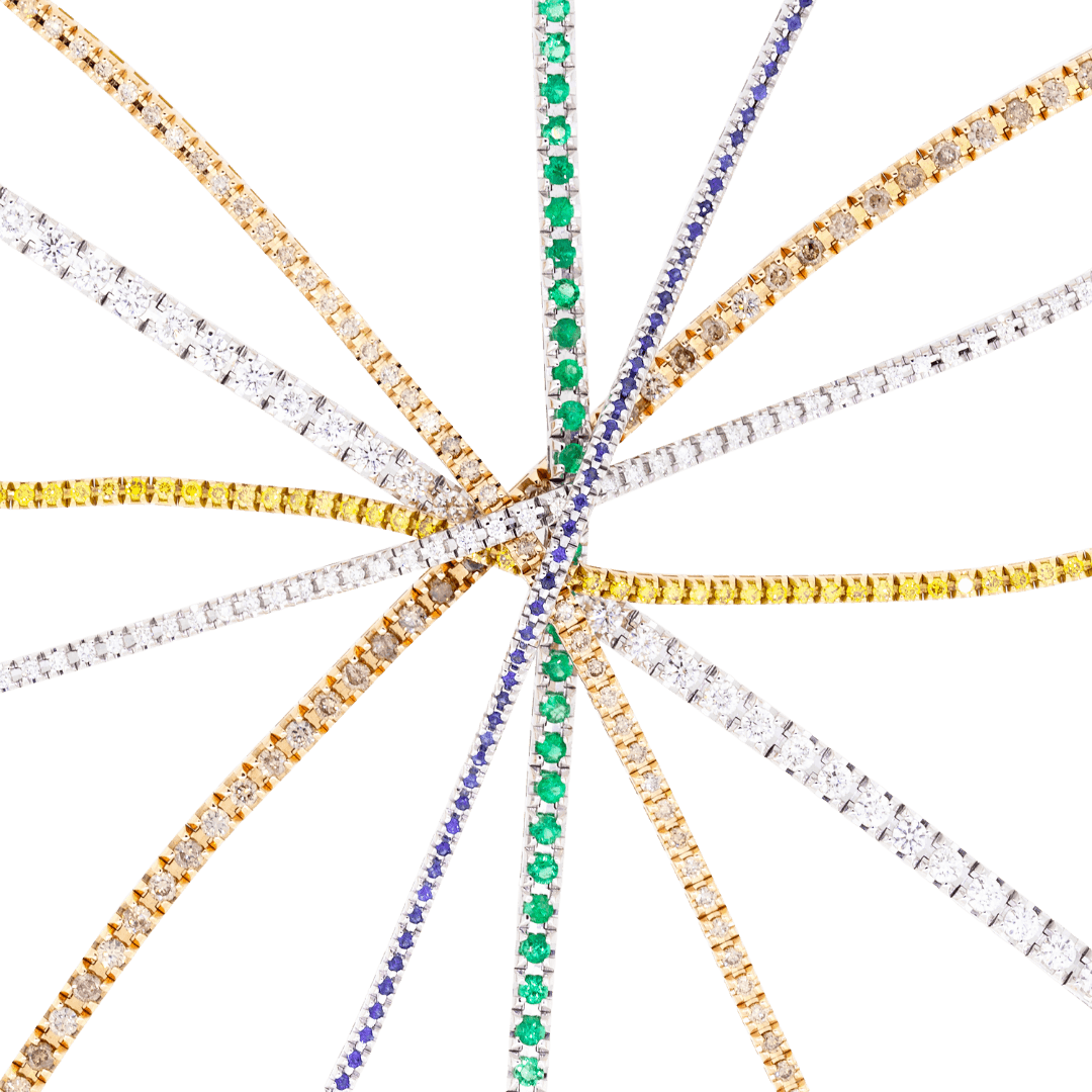 Gold tennis bracelet with colourful stones