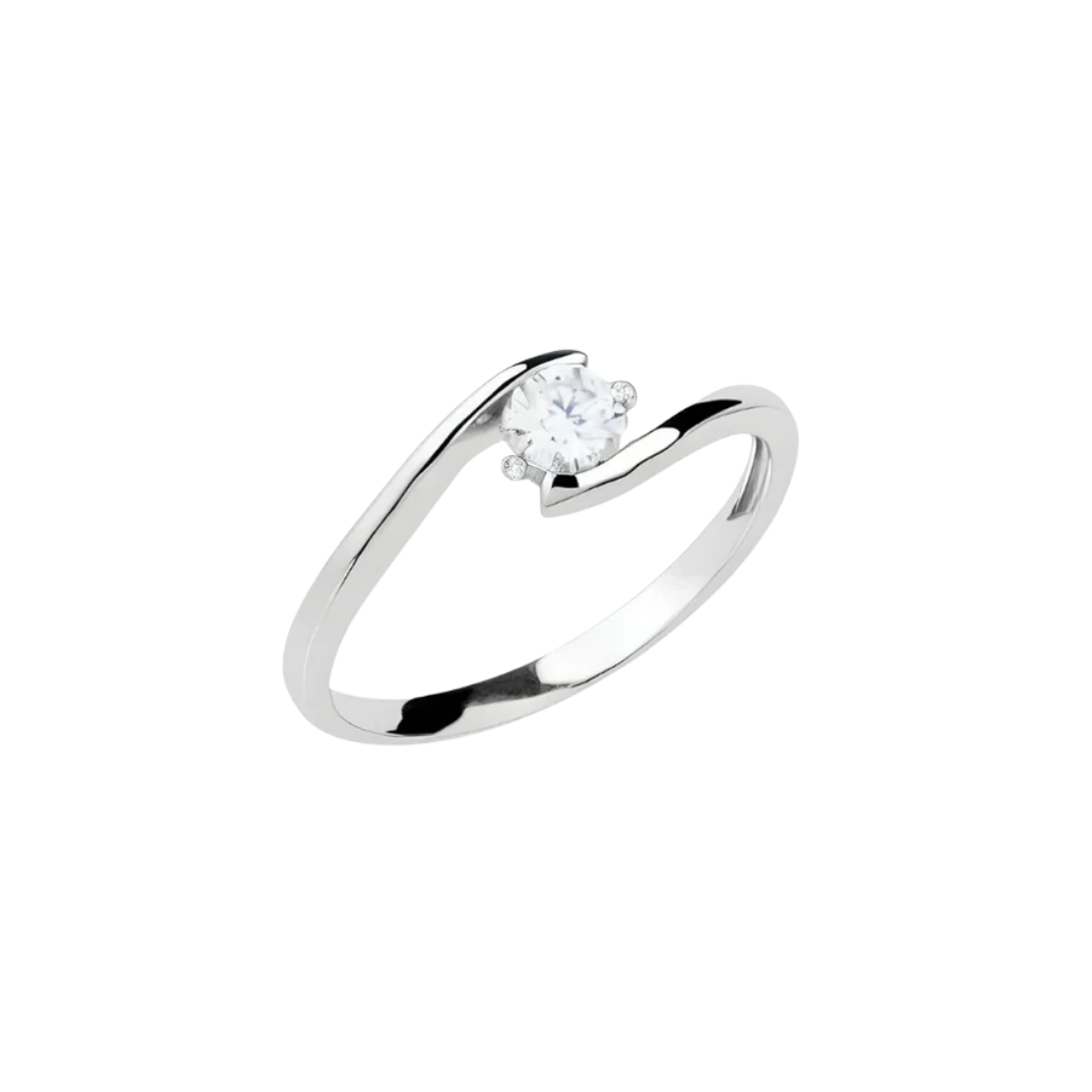 Twister gold engagement ring with diamond