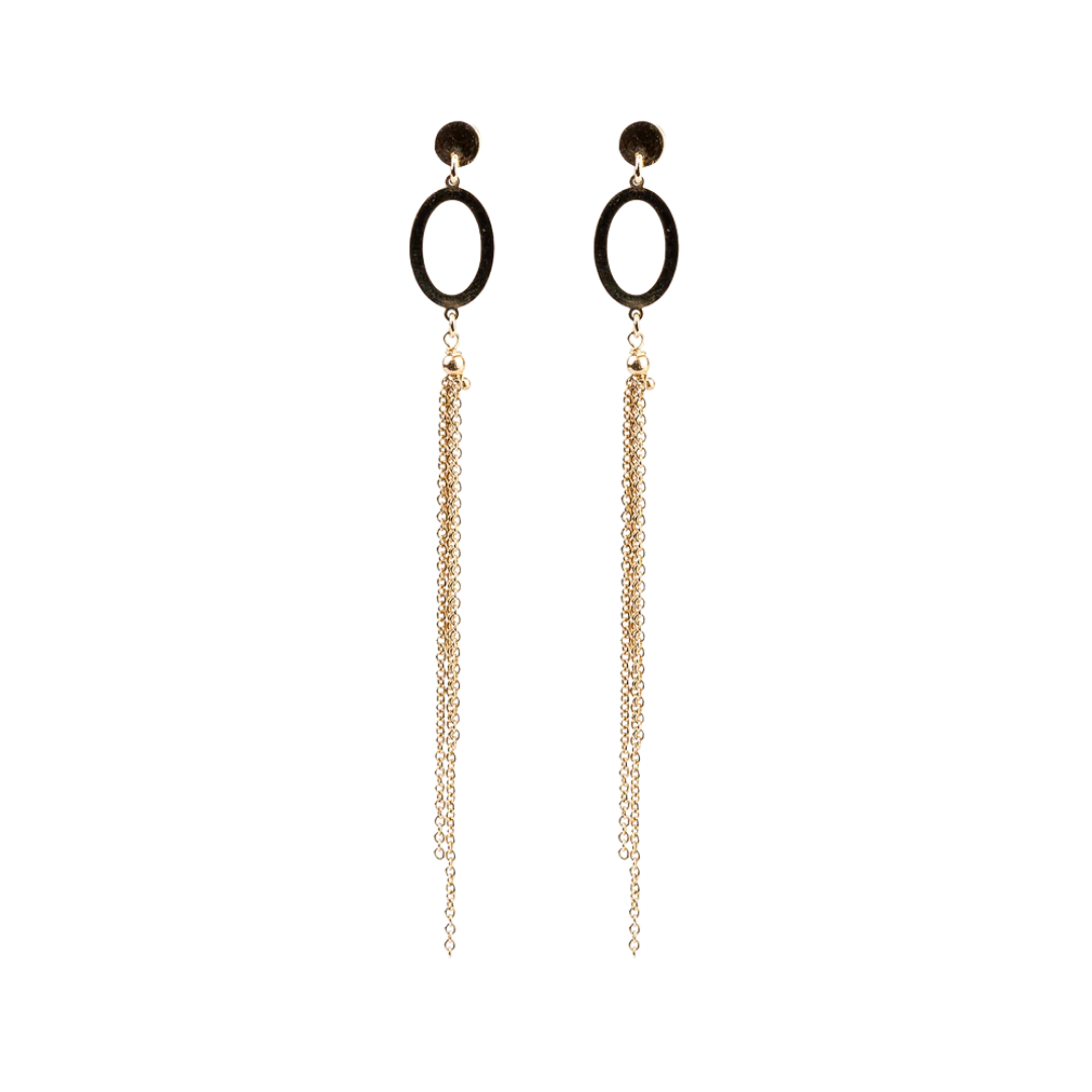 Gold dangling long earrings