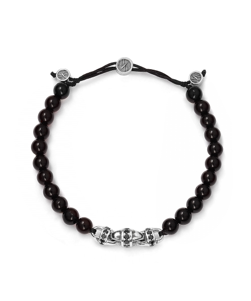 Baltique tri-link black pave vintage black amber bracelet - 3