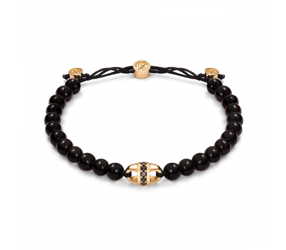 Baltique uni-link pave black amber bracelet - 1