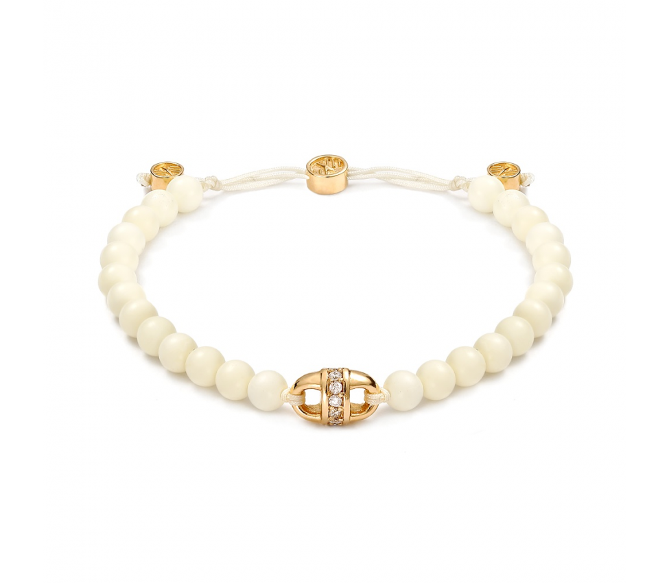 Baltique uni-link pave ivory amber bracelet - 1