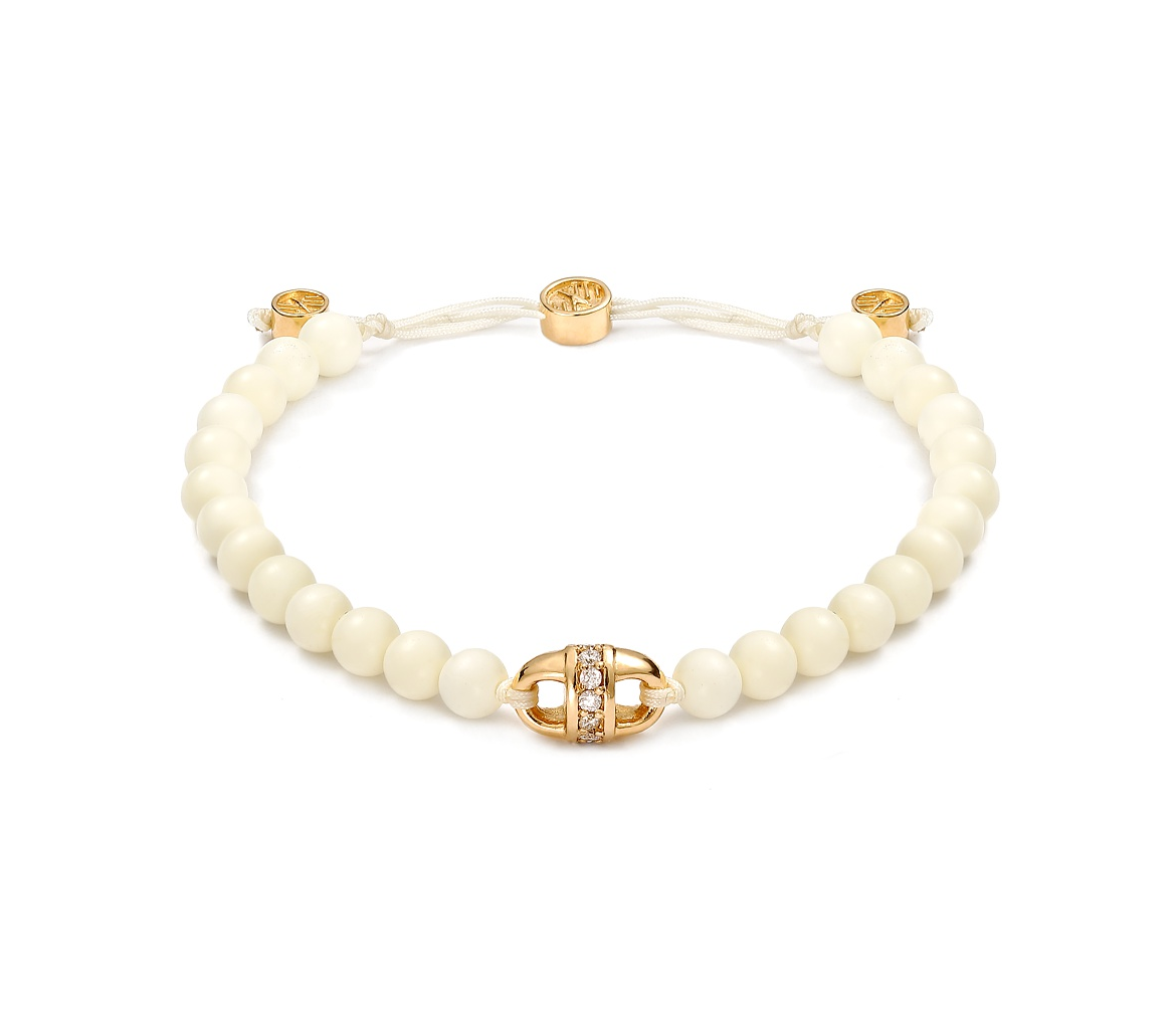 Baltique uni-link pave ivory amber bracelet - 1