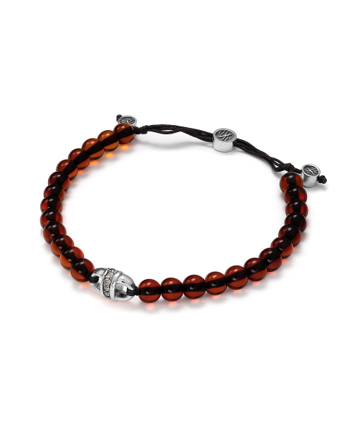 Baltique uni-link white pave vintage cherry amber bracelet - 4