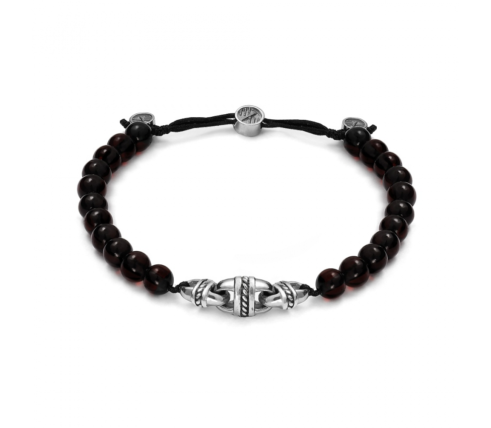 Baltique tri-link rope vintage black amber bracelet - 1