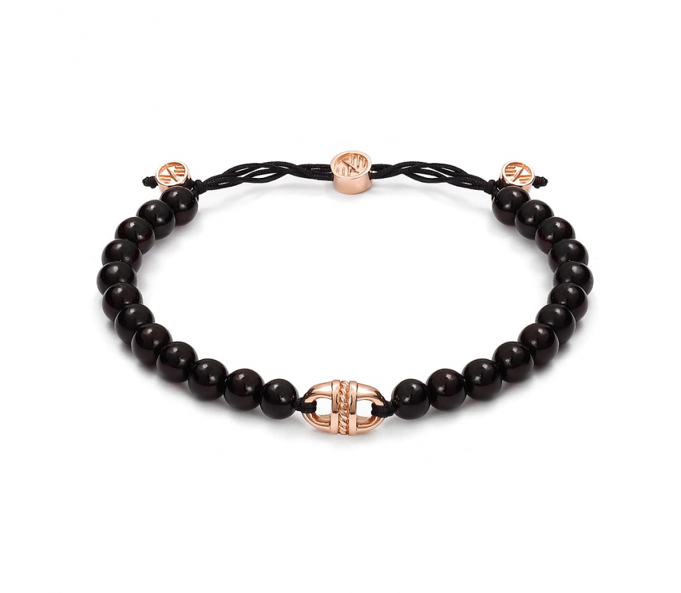 Baltique uni link rope black amber bracelet - 1