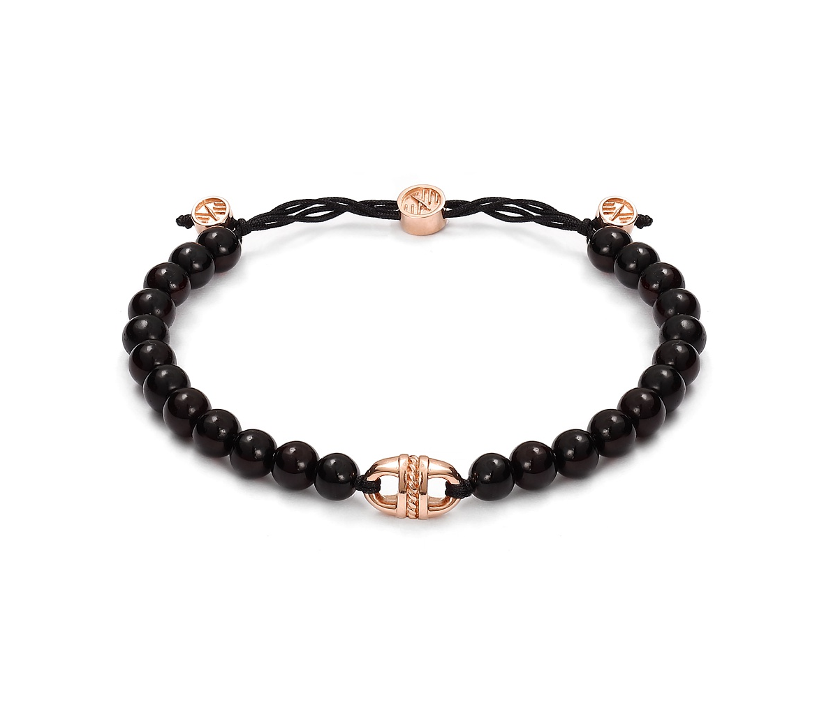 Baltique uni link rope black amber bracelet - 1