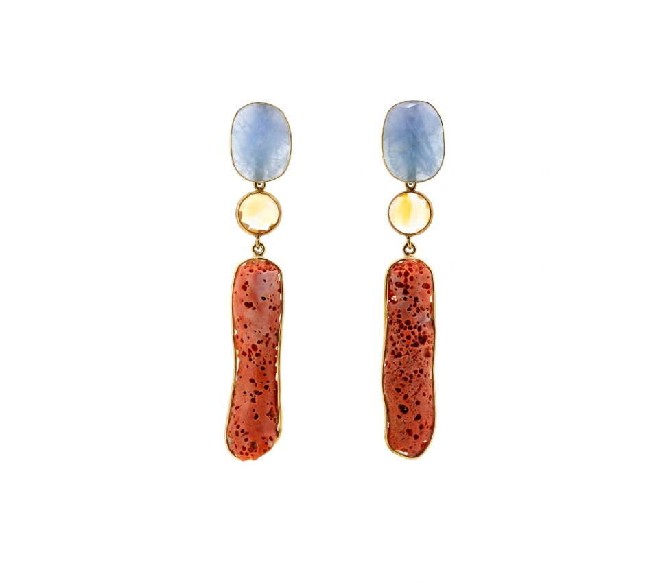 Natural coral earrings - 1