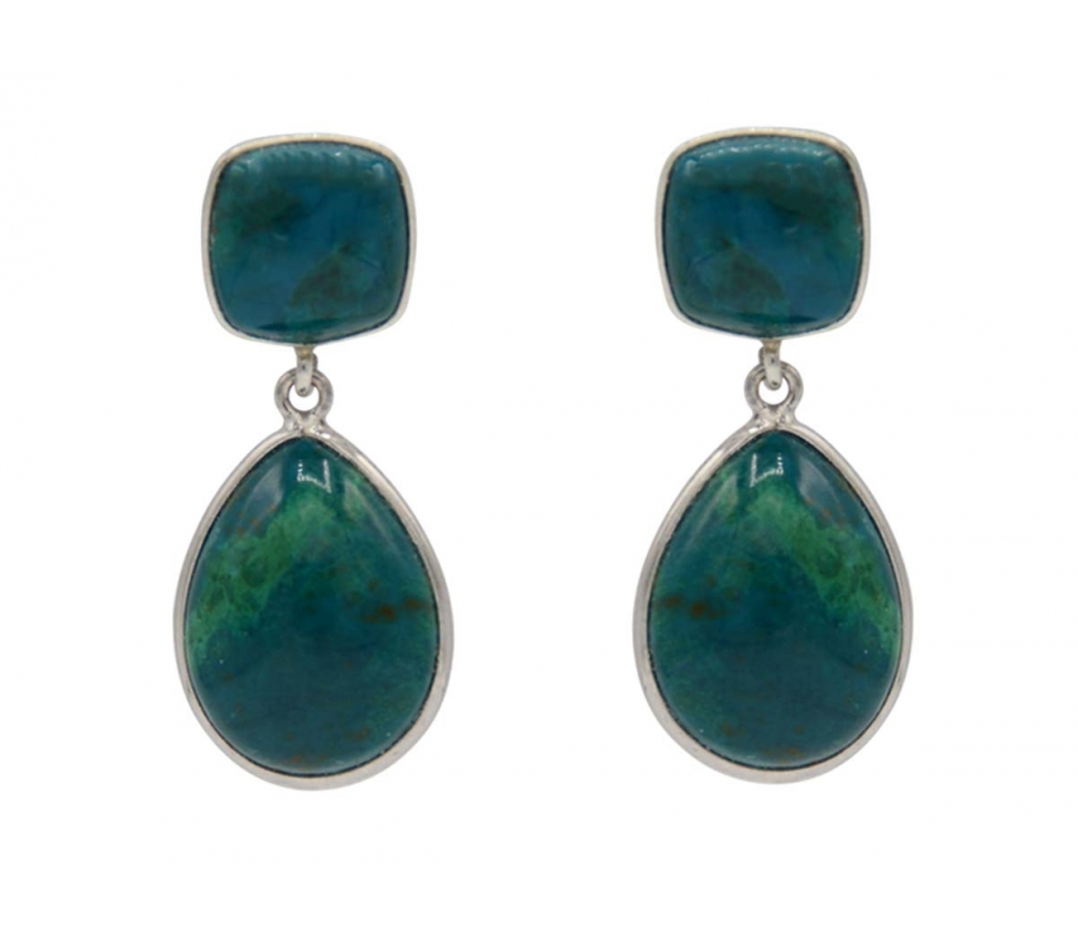 Earrings with chrysocolla - 1